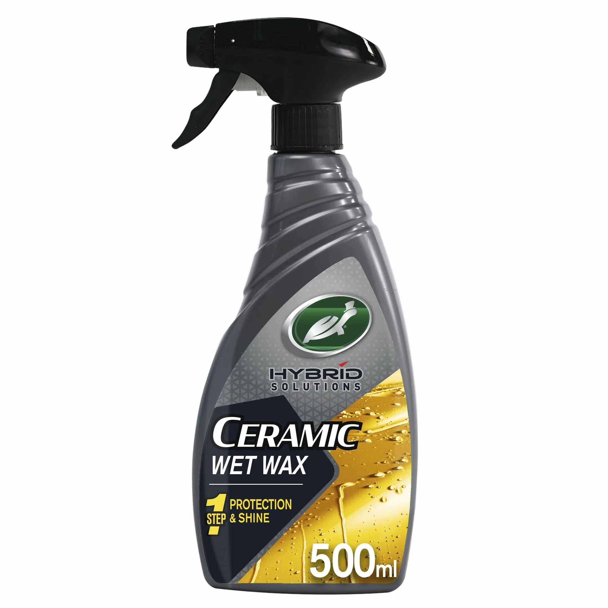 Turtle Wax Hybrid Solutions Cera Húmeda Cerámica, cera en spray para coches, proporciona brillo alto, protección con recubrimiento cerámico para pintura, llantas, cristales, repelencia al agua, 500 ml