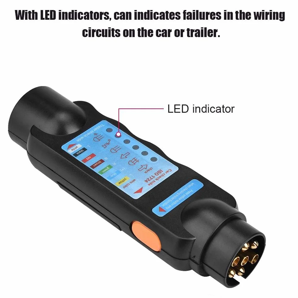 Comprobador de enchufe de remolque de 13 pines para remolque, luz de remolque, cable de circuito, probador de enchufe para remolques automáticos solo para vehículos europeos