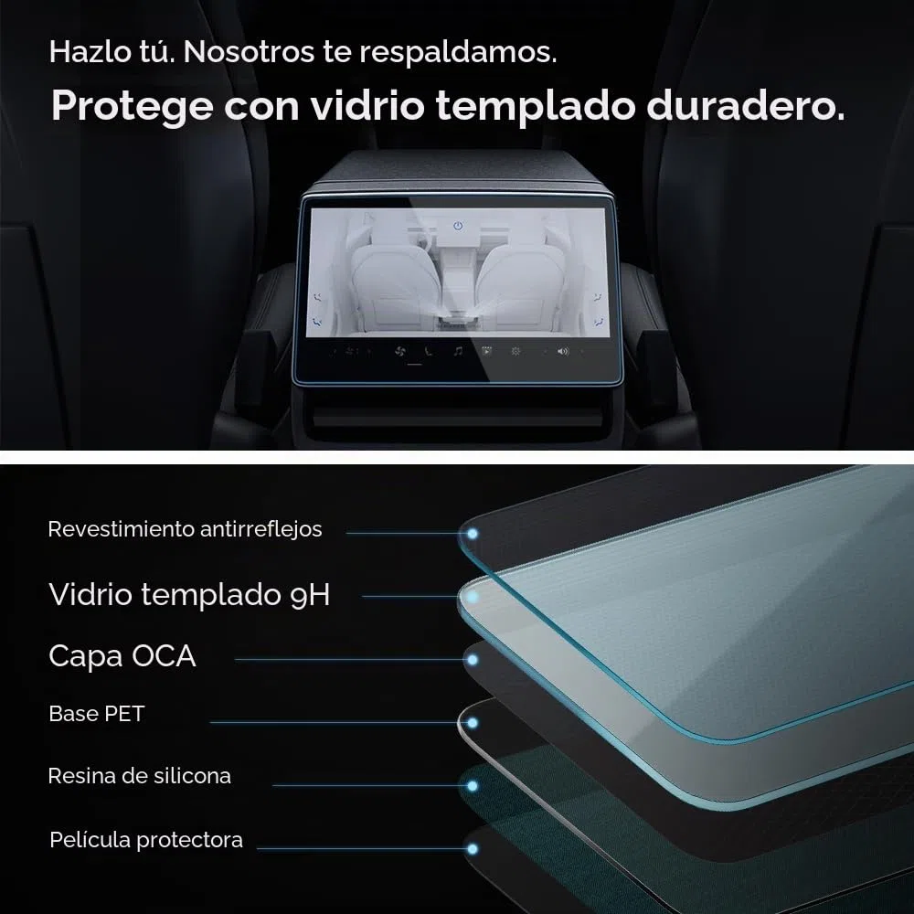 Spigen Glas.tR Slim Protector de Pantalla para Tesla Model 3 (2026-2024), Model Y (2026/2025) 8", 1 Unidad, Pantalla Trasera, Instalación Fácil, Antideslumbrante Mate, Anti-Huellas, Dureza 9H