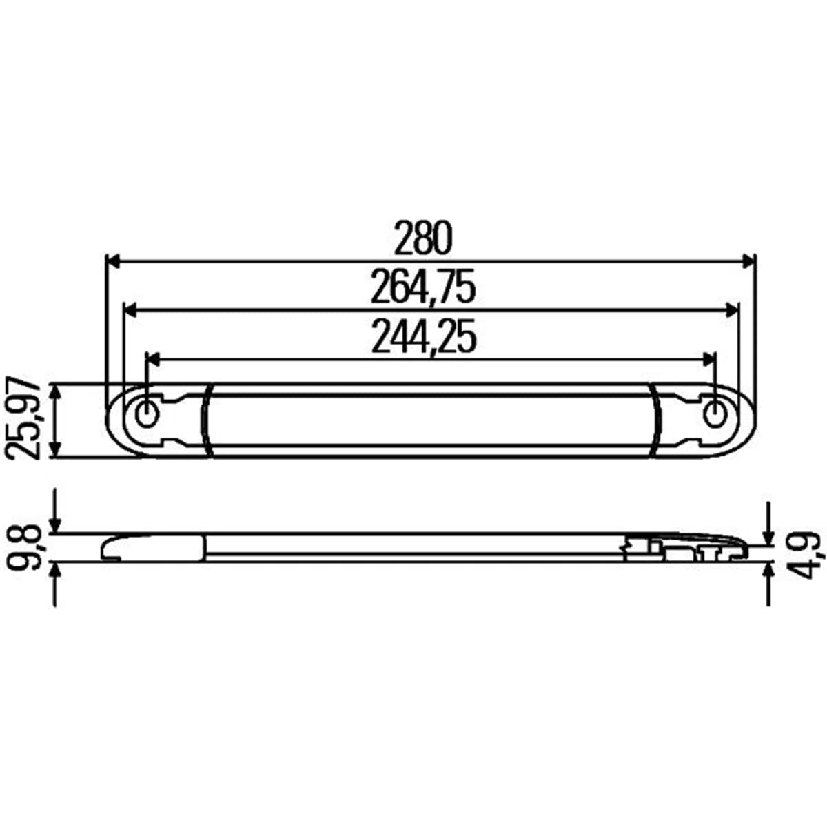 HELLA 2DA 343 106-211 Luz de freno adicional - LED - 24V - montaje exterior/pegado - Color de tulipa: rojo - Cable: 3000mm - posterior