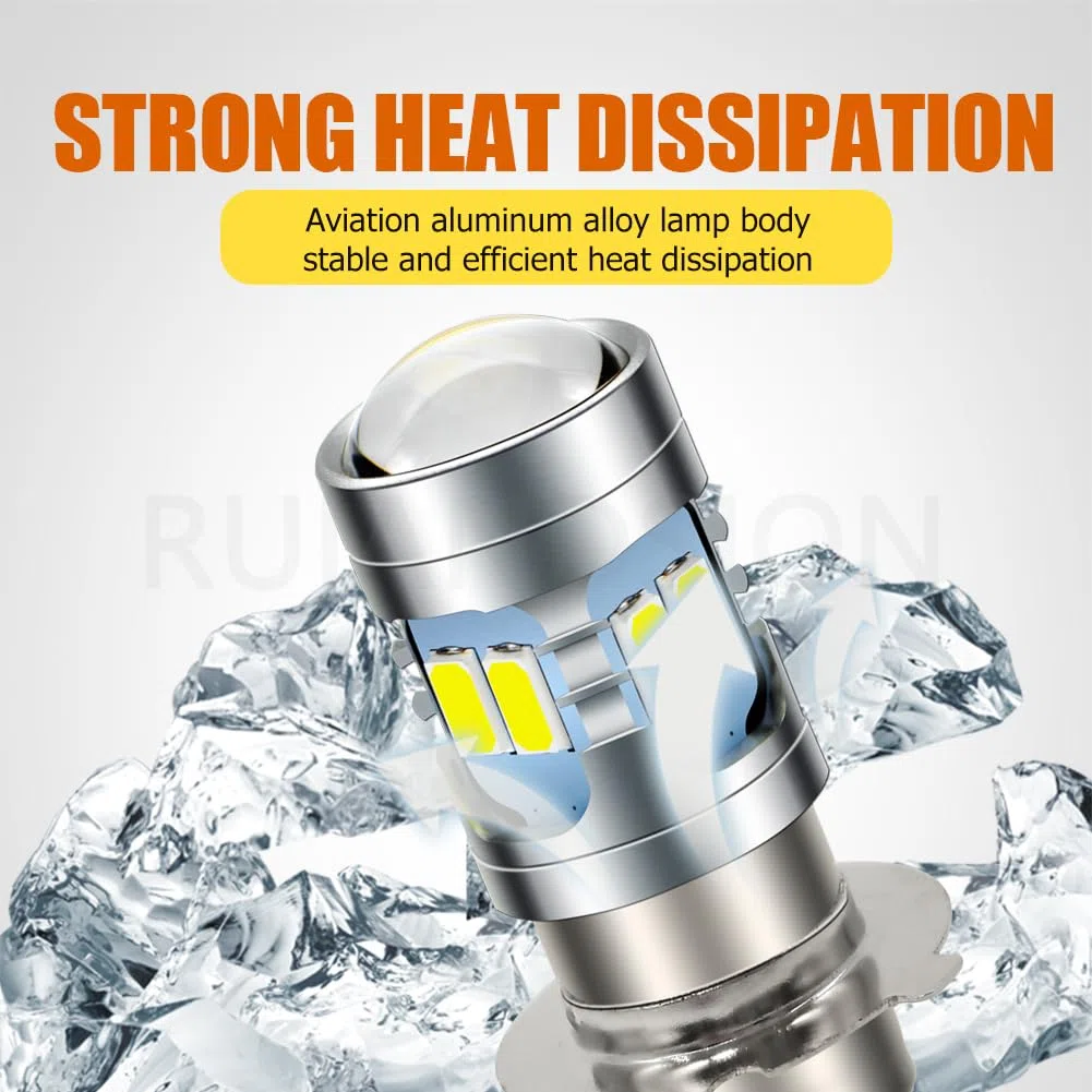 Ruiandsion P15D-25-3 Bombilla LED 6000K Blanco 6V-24V Super Brillante 5730 12SMD Chips Bombilla LED para faros delanteros de motocicleta (paquete de 2)