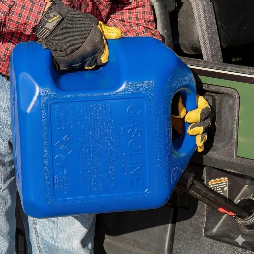 Pack Bidon Gasolina con Embudo de Boquilla Flexible para evitar Derrames - Con Visor de Nivel para facilitar la visibilidad - Con Homologación Oficial - Plástico HDPE Duradero (2, 20 Litros)