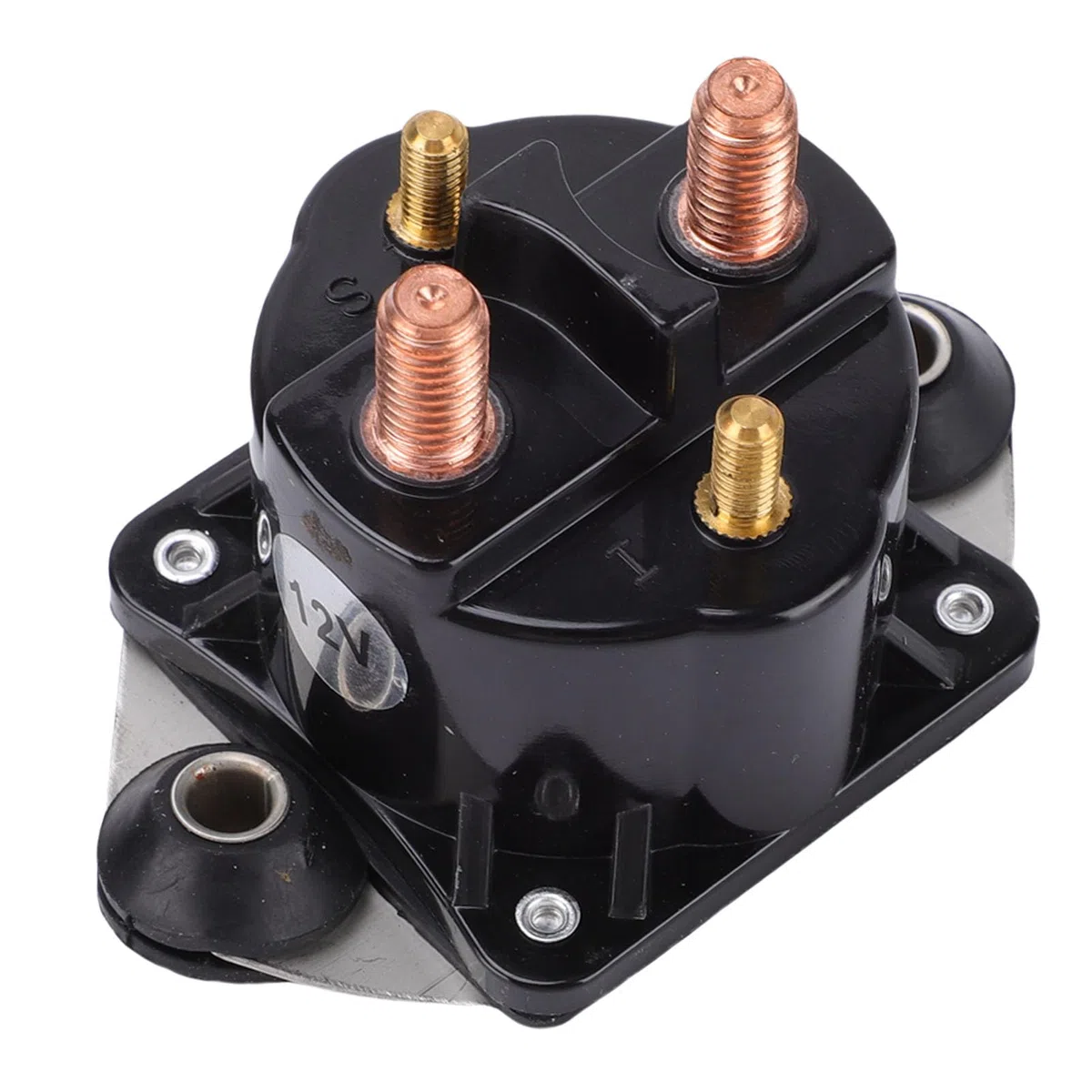 SIXRUN Relé de Solenoide de Arranque, Reemplazo de Motor de Barco de Metal para Fueraborda Force Marine Diseño Negro Duradero, Fácil Instalación con Hardware Completo