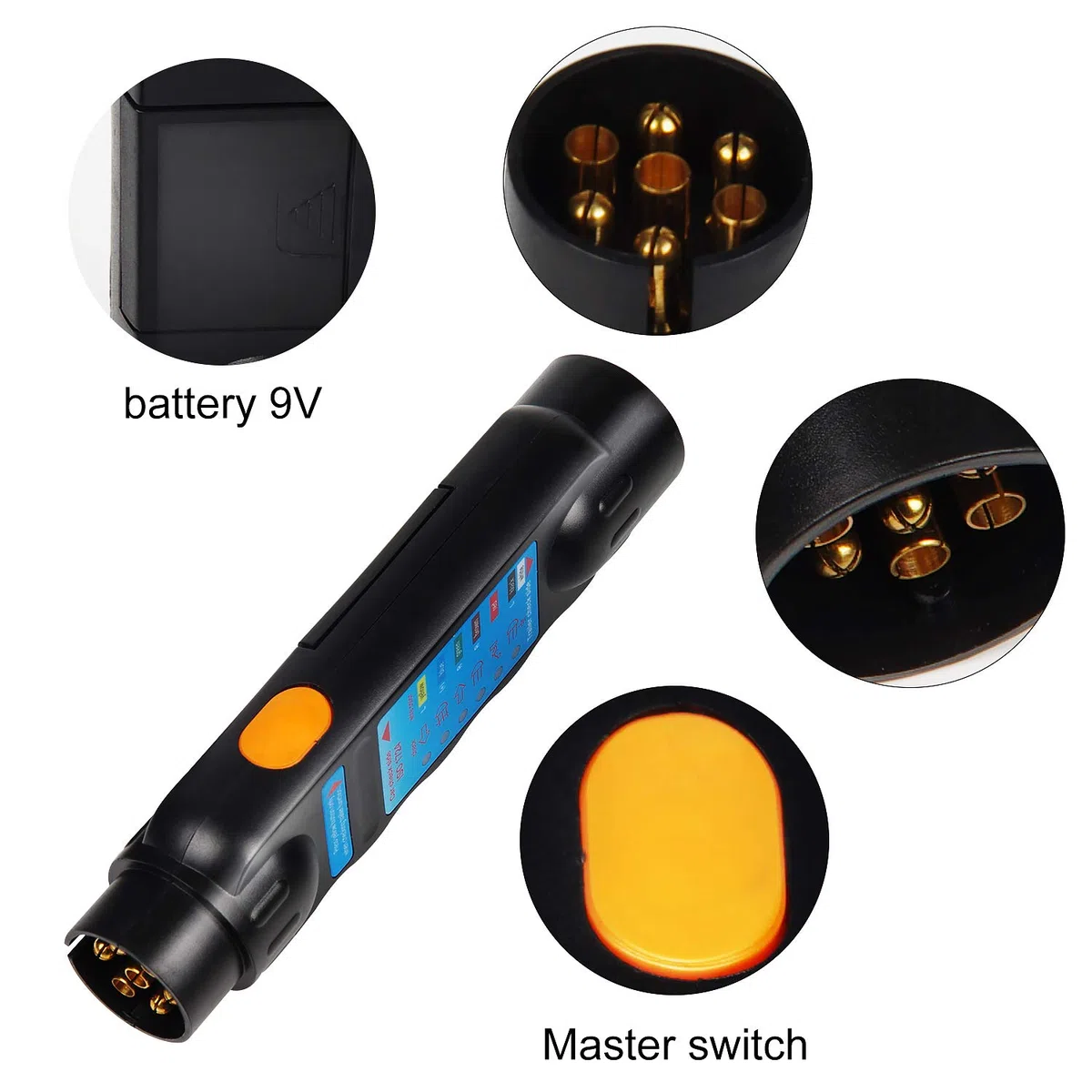 EXLECO Probador De Remolque 12V 7 Pines Conector de Enchufes Y Zócalo Herramientas de diagnóstico y Adaptador de Conector 13 Pines para Caravan o Camioneta (7 Pines probador y Adaptador)