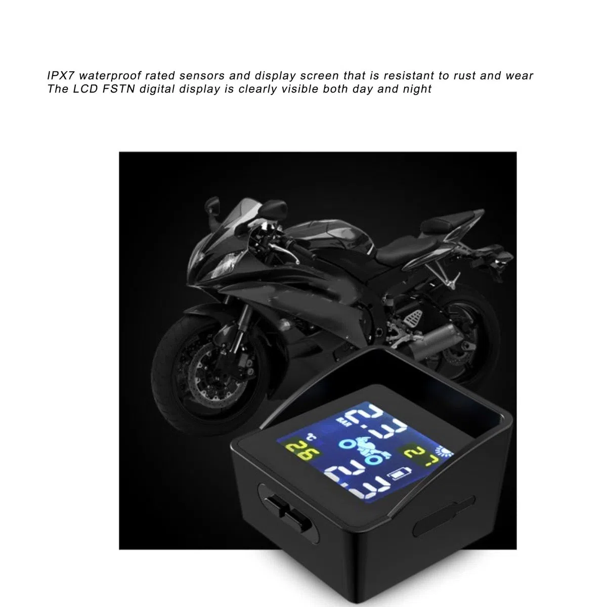 De Monitorizacion De Presion De Neumaticos Solar Tpms Pantalla Lcd Alarma De Presion Para Moto Scooter