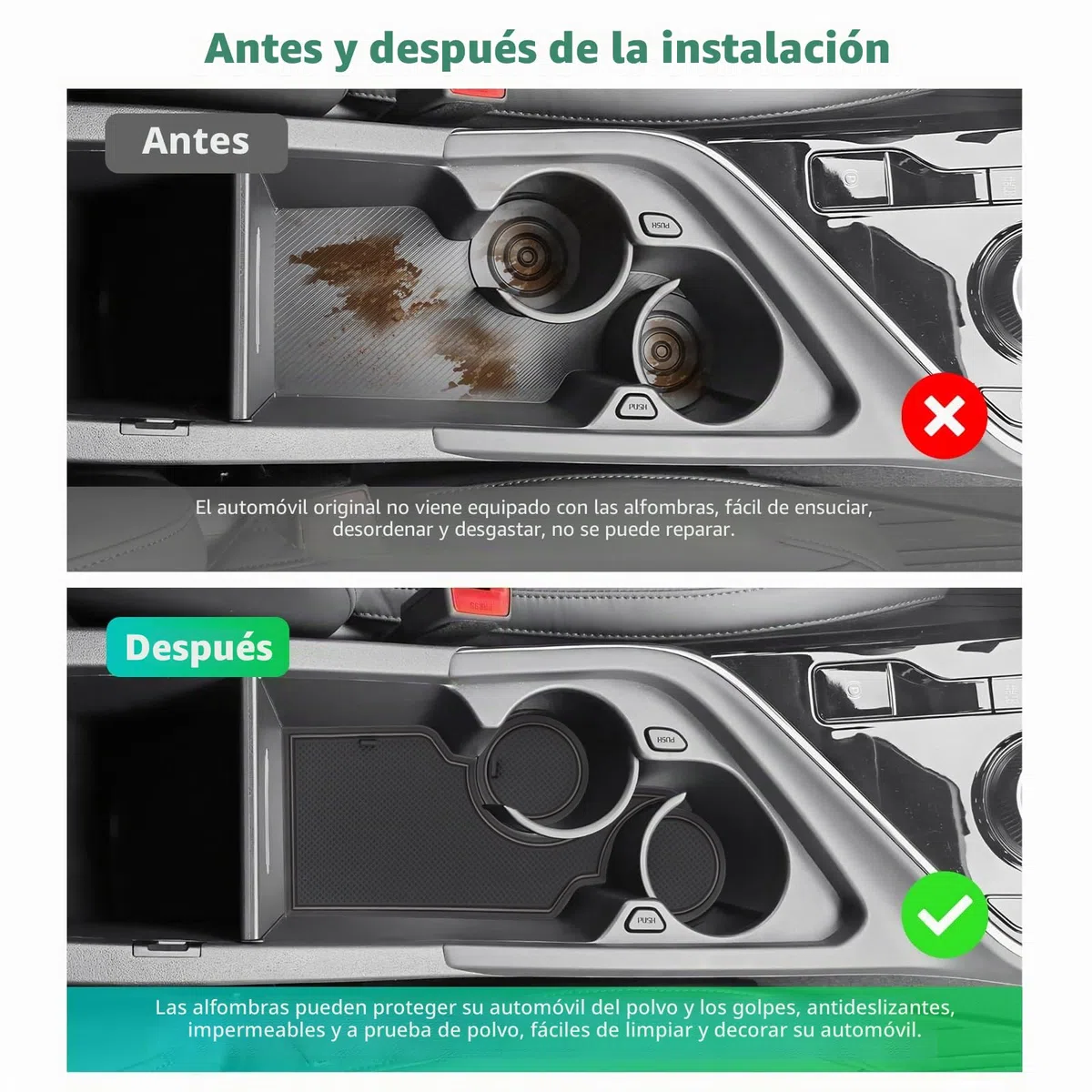 GAFAT Compatible con Kia Niro SG2 Hybrid e-Niro EV 2022-2025 Alfombrillas Antideslizantes, Niro 2024 Alfombras de Goma Antideslizantes Consola Central, Soporte para Vasos, Niro SG2 Accesorios (Negro)