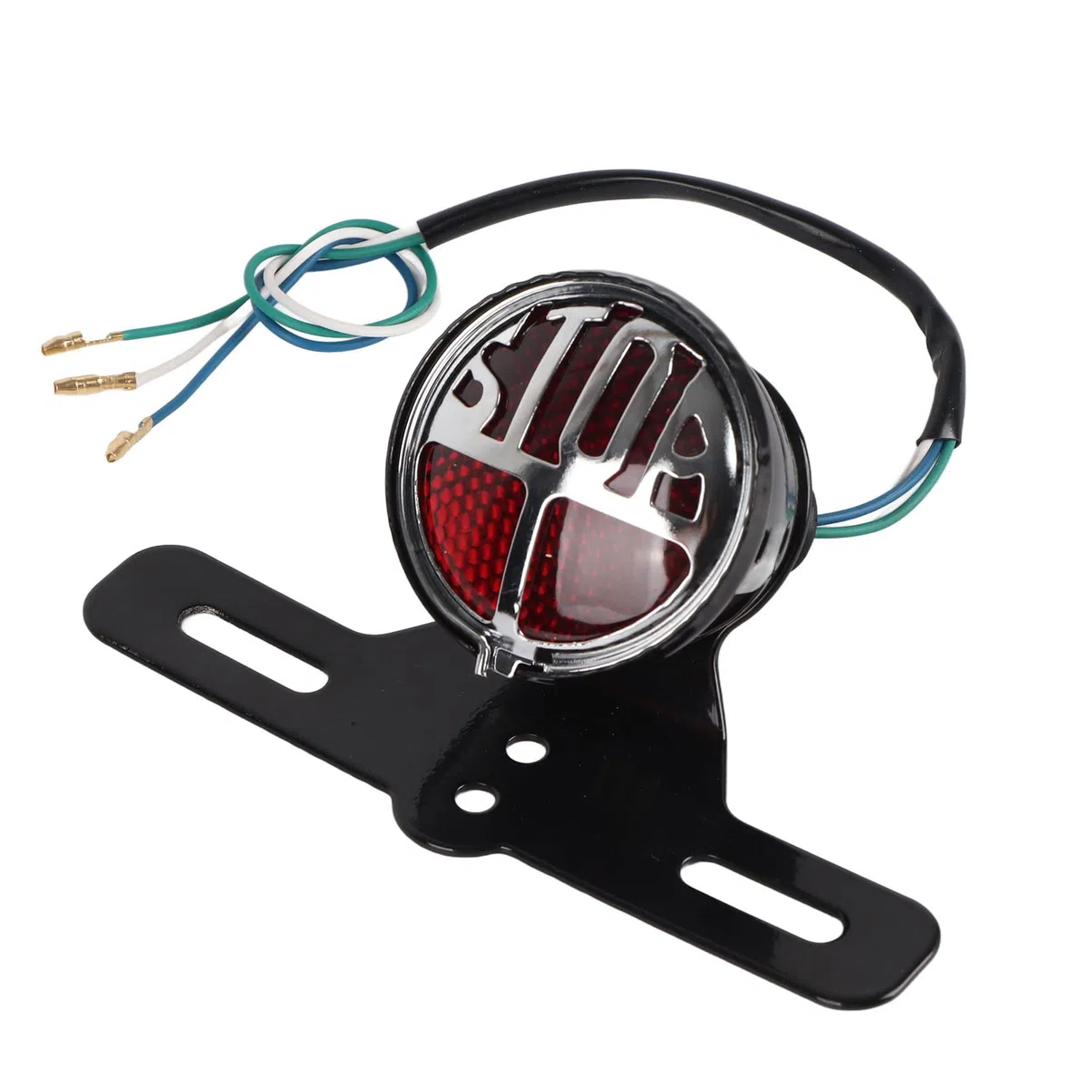 Universal Vintage Motorcycle LED Luz trasera Luz de freno Luz de freno Lámpara con soporte de matrícula