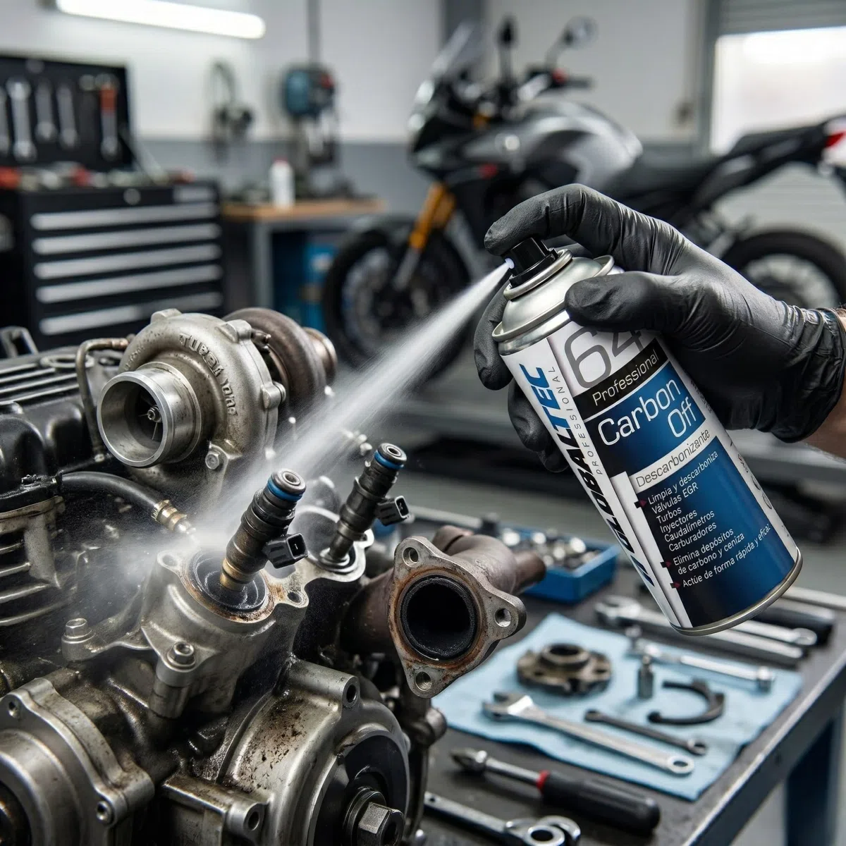 Descarbonizante Motor 5 en 1 Spray 400 ml – Limpia Válvulas EGR, Turbo, Inyectores y FAP sin Desmontar – Diésel y Gasolina – Elimina Carbonilla y Recupera Potencia – Globaltec Professional
