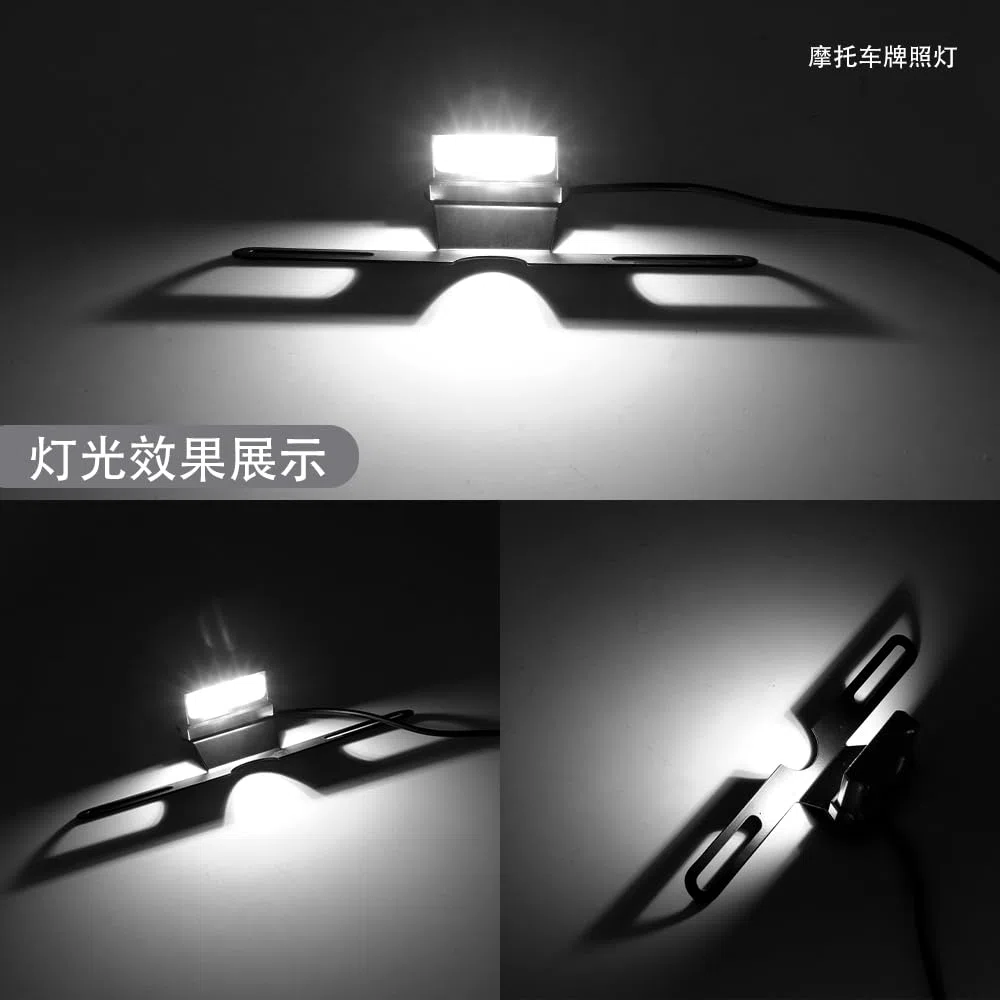 universal luz trasera moto con soporte LED Luz de Freno de Matrícula Lámpara de Roja Homologados compatible con ATV, cruiser, chopper, etc