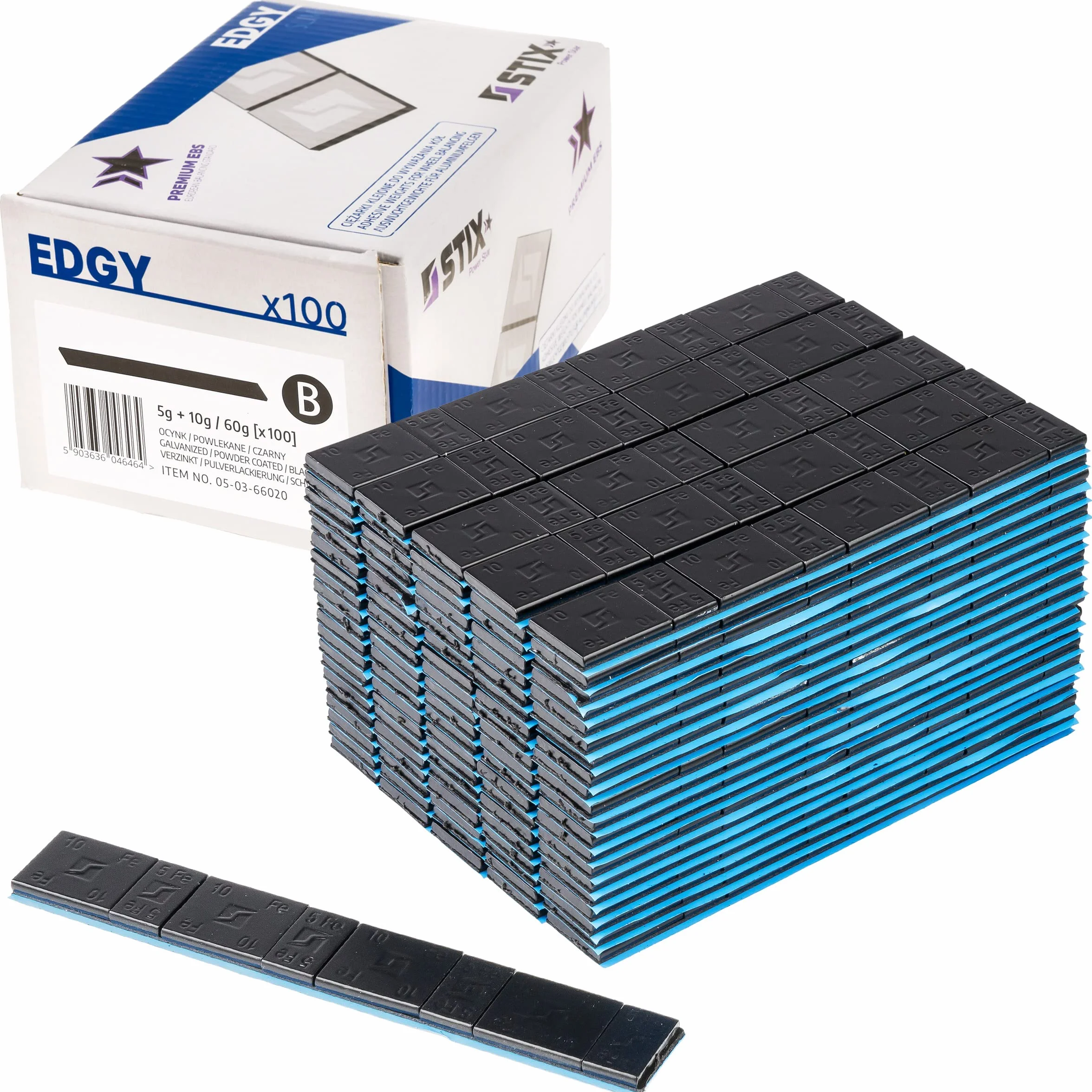 Stix 100x Klebegewichte para llantas de aluminio 5+10g, contrapesos negros, rieles adhesivos para llantas de automóviles, furgonetas y SUV