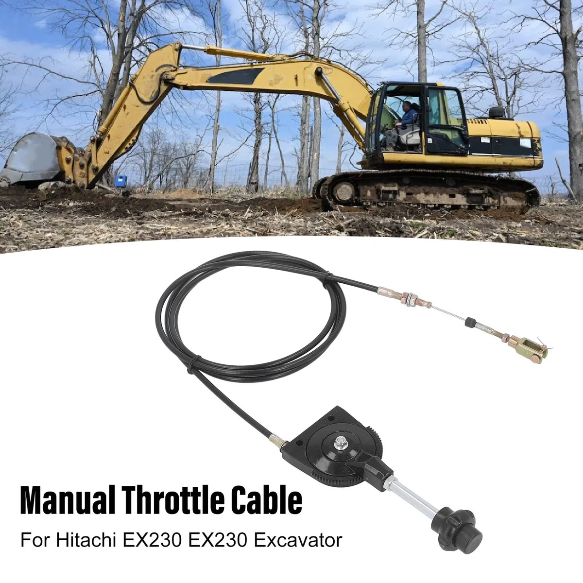 Excavadora Acelerador Manual Cable, Cable de Control Estrangulador, Push Pull Asamblea Perilla Negra Ajuste Universal Bloqueo Manual Respuesta Rápida Reemplazo Flexible Piezas Pesado