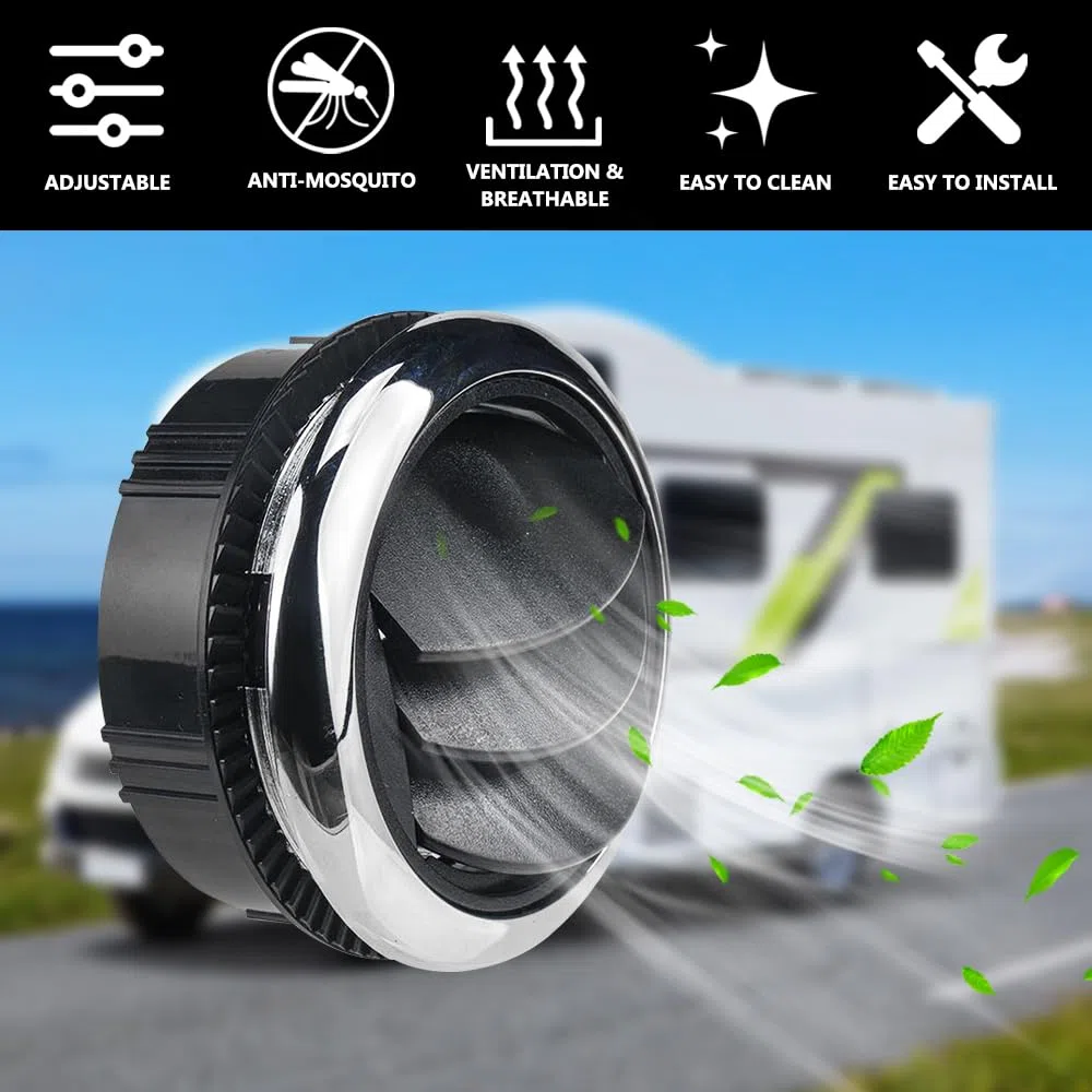 Riloer 2 Piezas de Ventilación de Aire Acondicionado de Estilo de Perilla Universal, Salida de Deflector, Salida de Aire de Rejilla, para RV, Autobús, Yate, Barco