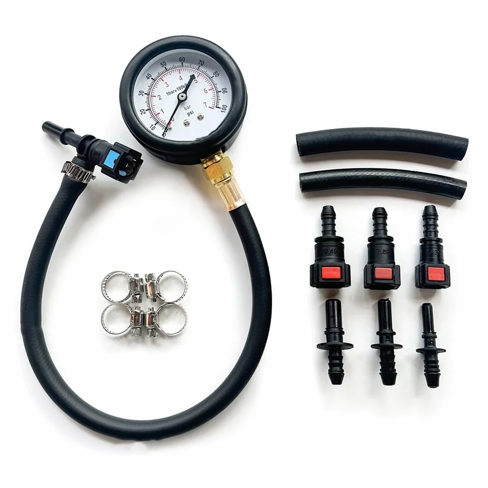 Kit de prueba de presión de combustible para bomba de inyección de combustible de metal y goma para coche, moto,