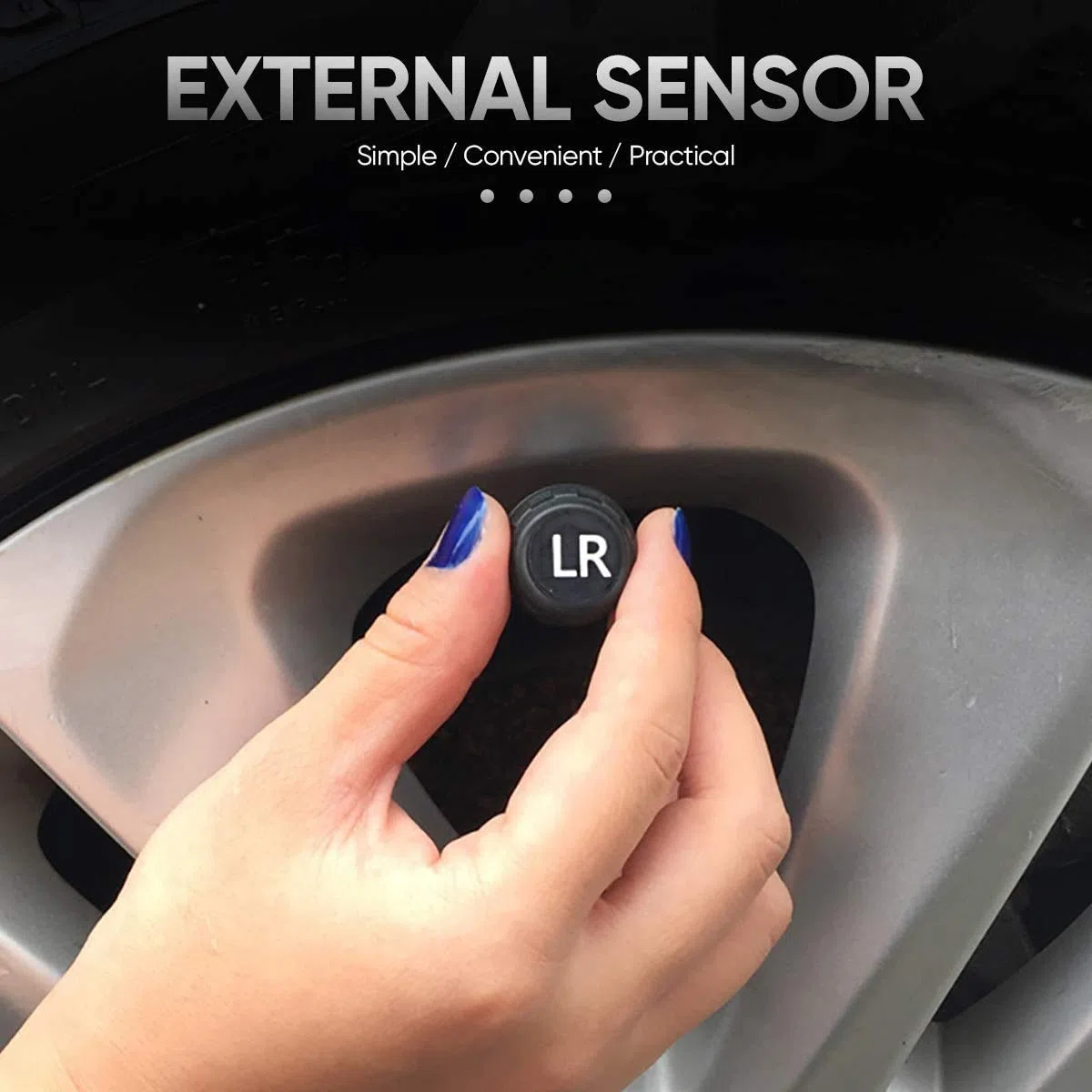Sistema de Monitoreo de Presión de Neumáticos de Coche, 6 Modos de Alarma Inalámbrico Inteligente Monitor de Neumáticos con Carga Solar y USB, Alertas de Presión y Temperatura en Tiempo Real
