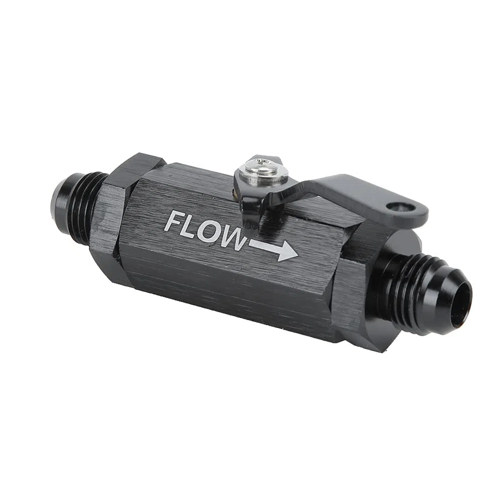 Male Shut Off Valve Fuel Fitting , Shut Off Valve , Fuel Check Valve CNC Y972 6AN Fit for AN6 Fuel Pipe , for Aluminum Alloy Car Refitting (Black)