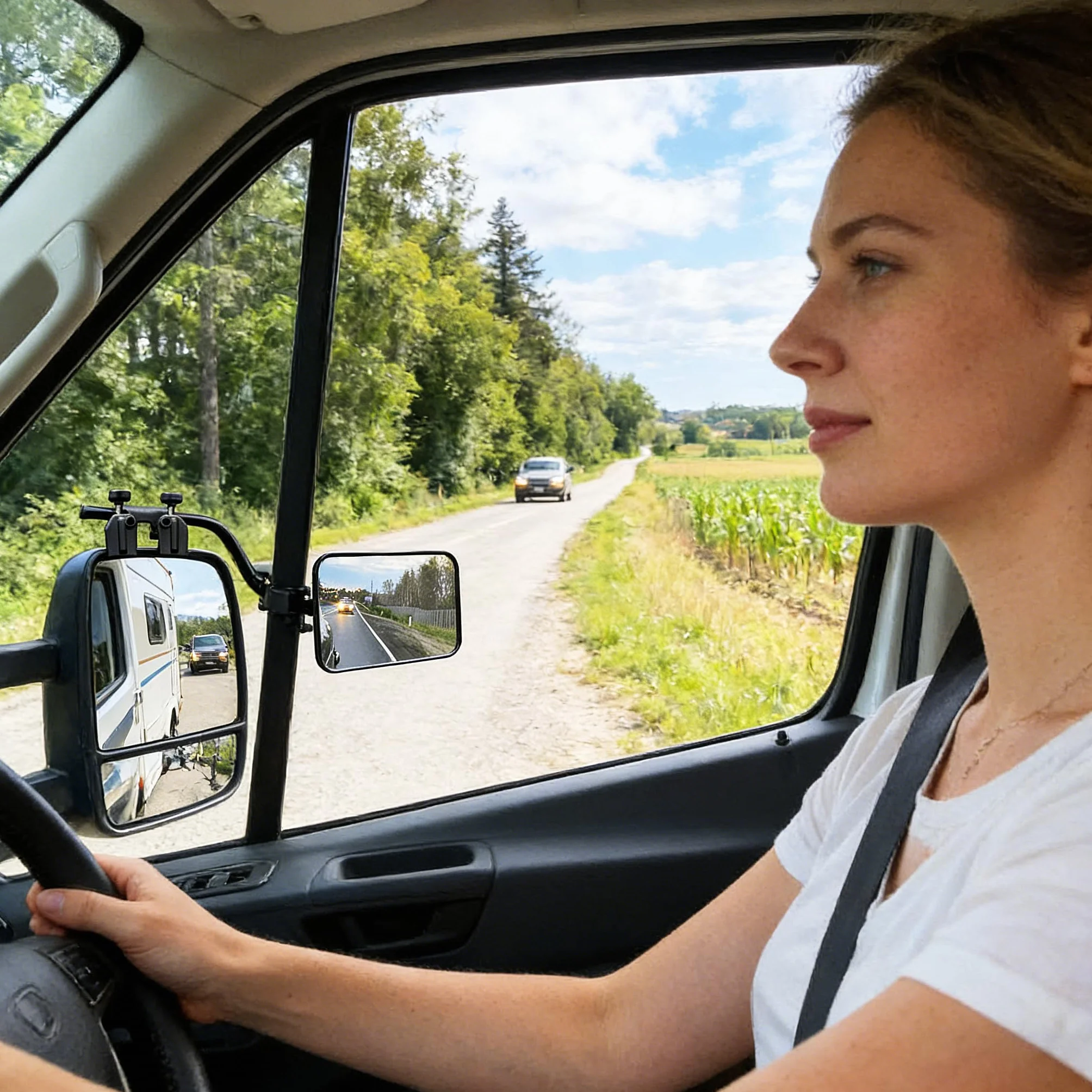 Espejos de remolque para coche, para caravana, espejos dobles para espejo retrovisor de visor, extensiones de espejo de remolque ajustables universales, para remolque de caravana con abrazaderas