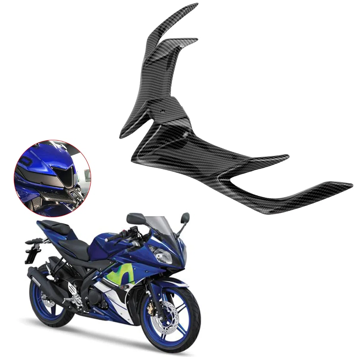 Akozón Winglet De Motocicleta, Carenado Delantero De Motocicleta Winglet Aerodinámico De Motocicleta Para R15 V3 2017-2020 Winglet Wing Cover