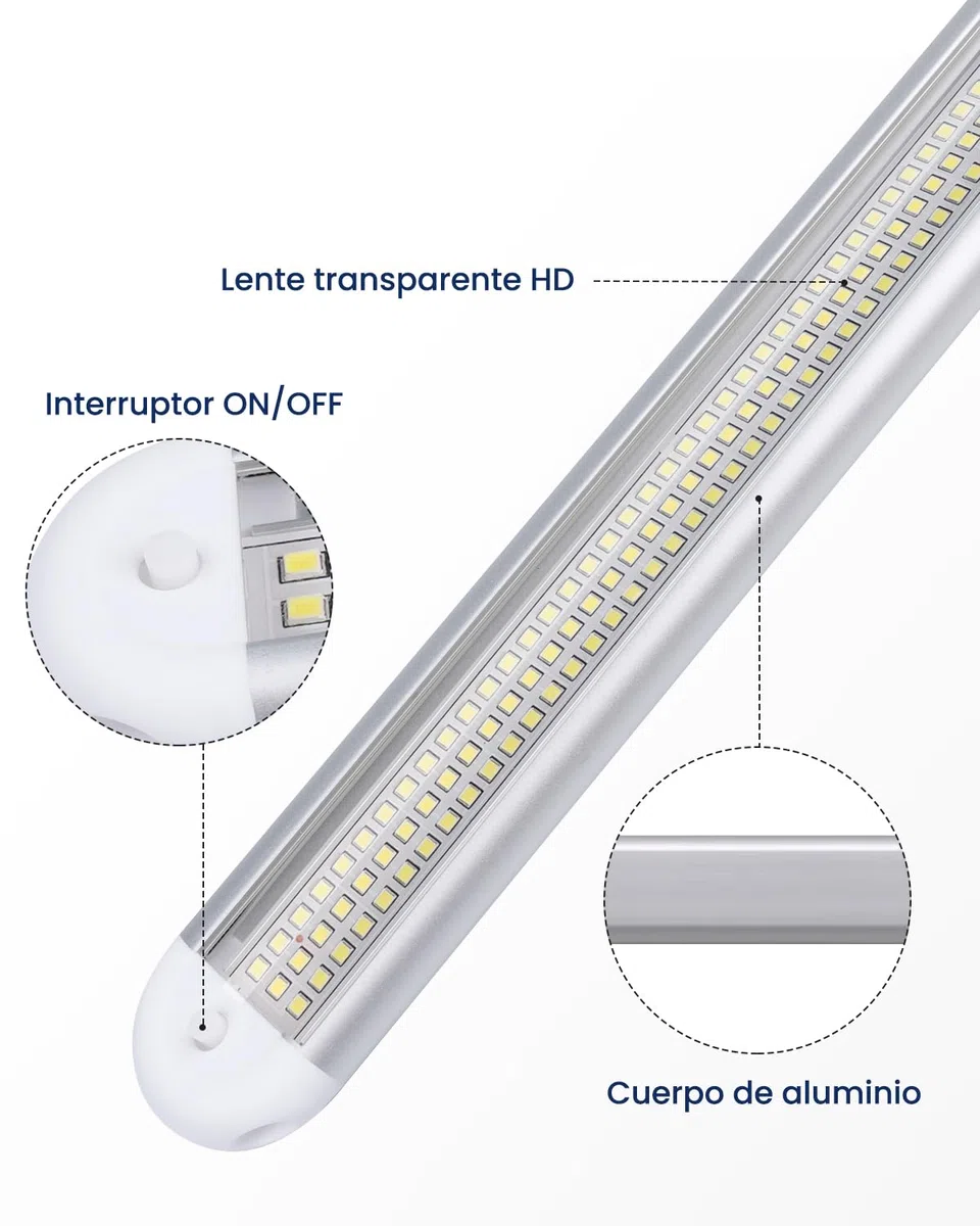 Bonlux luces led coche interior 12V, ultrafina de 120 LED, luz de techo para caravana, caravana, autocaravana, cocina interior con interruptor, 6500 K, ultra brillante, paquete de 4 unidades