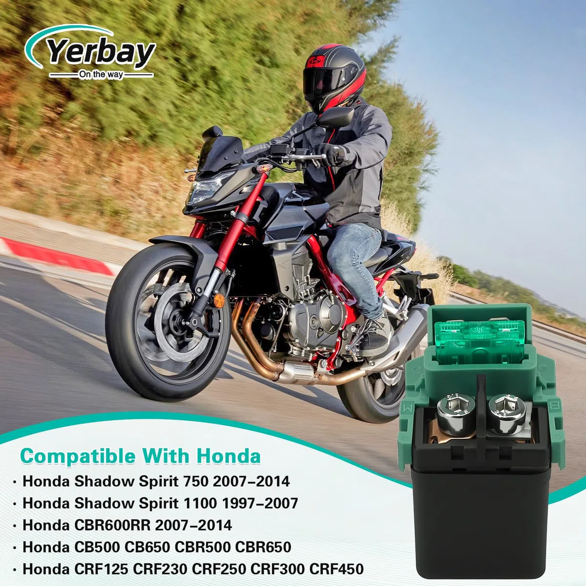 Relé solenoide de arranque para Honda VT750 Shadow VT 750 1998-2010 / VT1100 Shadow Sabre Spirit Aero VT 1100 1997-2007 / CBR900RR CBR900 RR 1993-2003