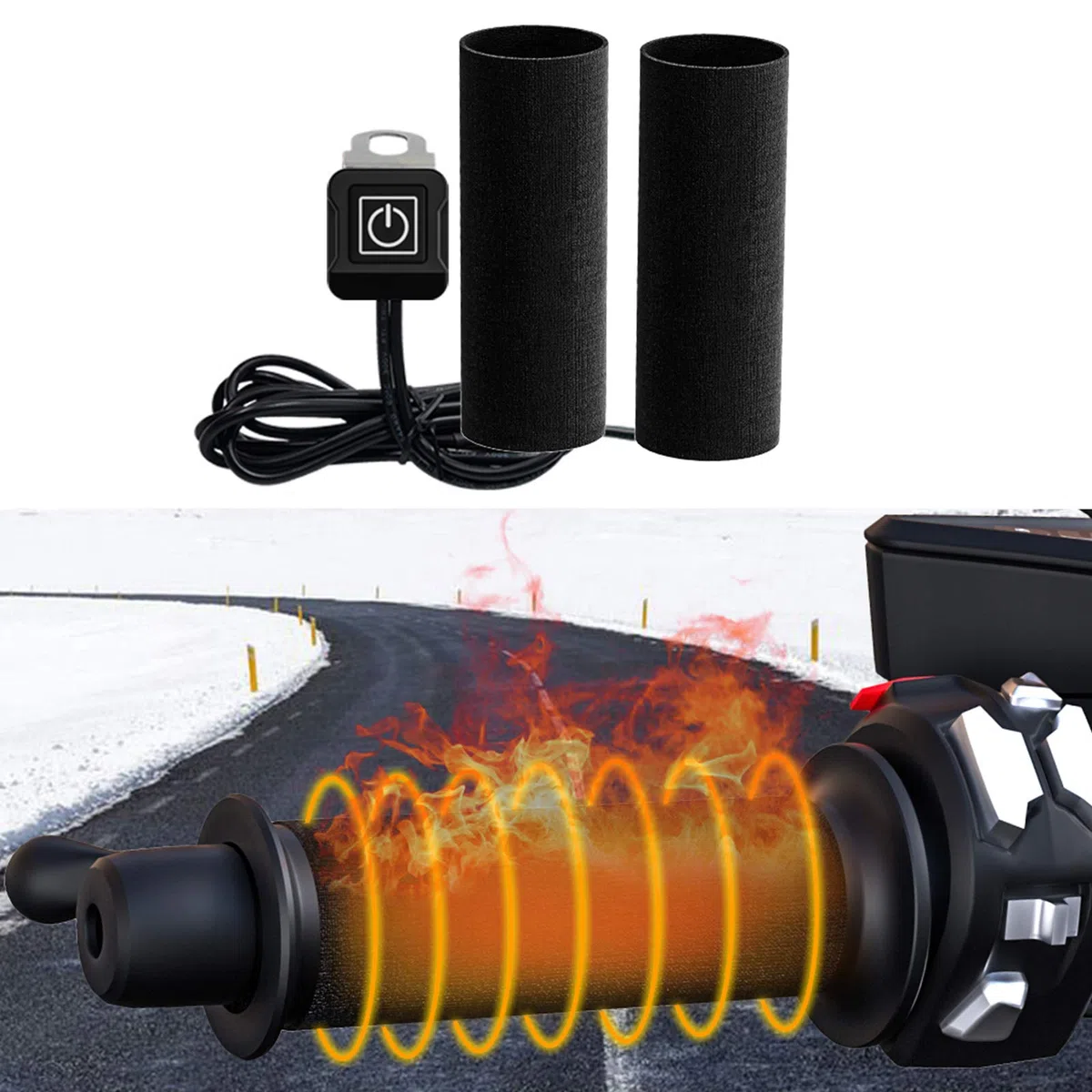 Puños calefactables para motocicleta y bicicleta Overgrips - Empuñadura con control de temperatura inteligente de tres niveles 12V, universal, 1 par