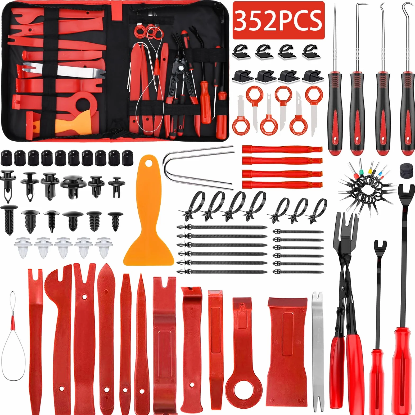 352 Piezas Herramientas Kit Desmontar Coche,Herramientas Desmontaje Coche,Herramientas de Palanca para Automóviles para Herramientas Desmontar Interiores Coche Radio Audio