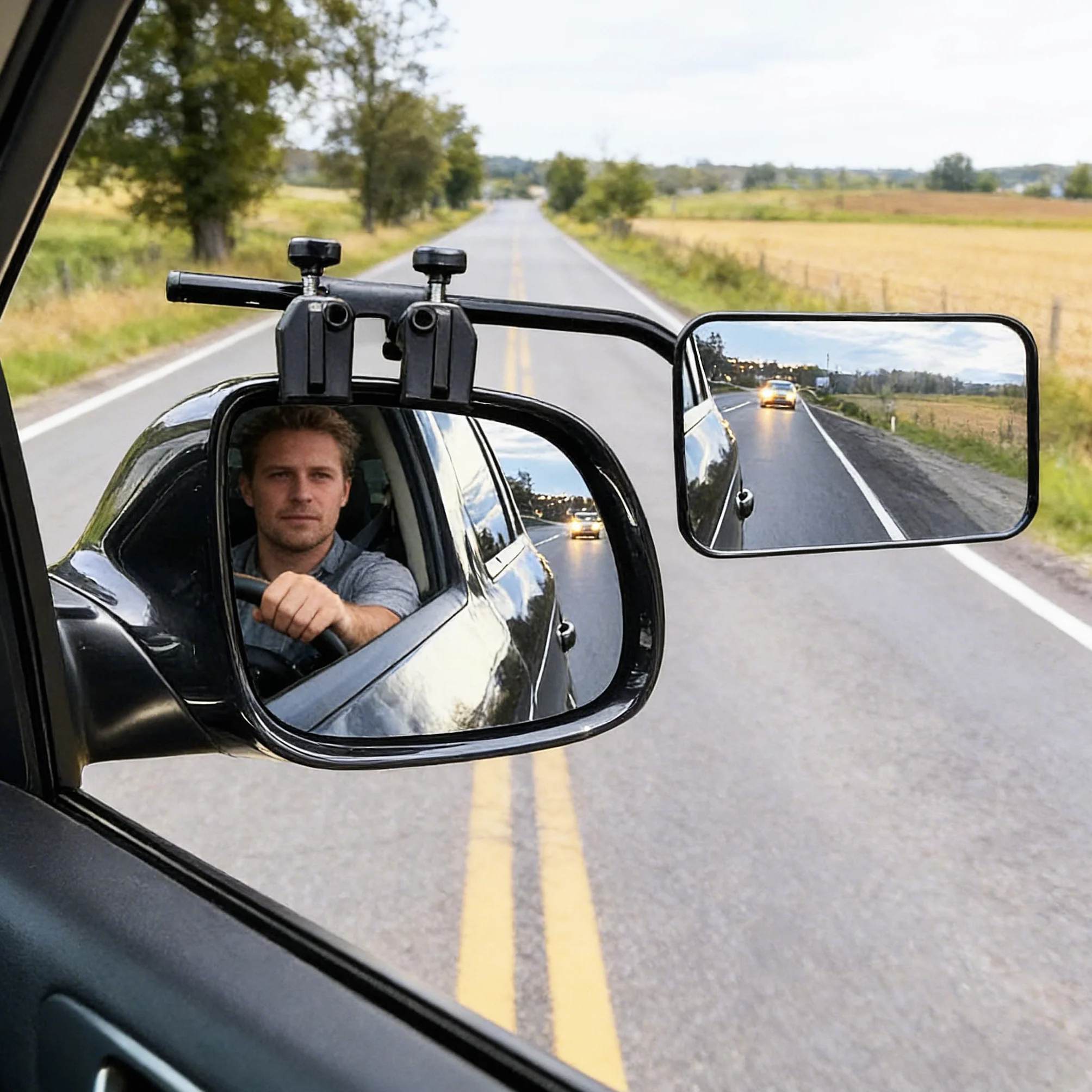 Espejos de remolque para coche, para caravana, espejos dobles para espejo retrovisor de visor, extensiones de espejo de remolque ajustables universales, para remolque de caravana con abrazaderas