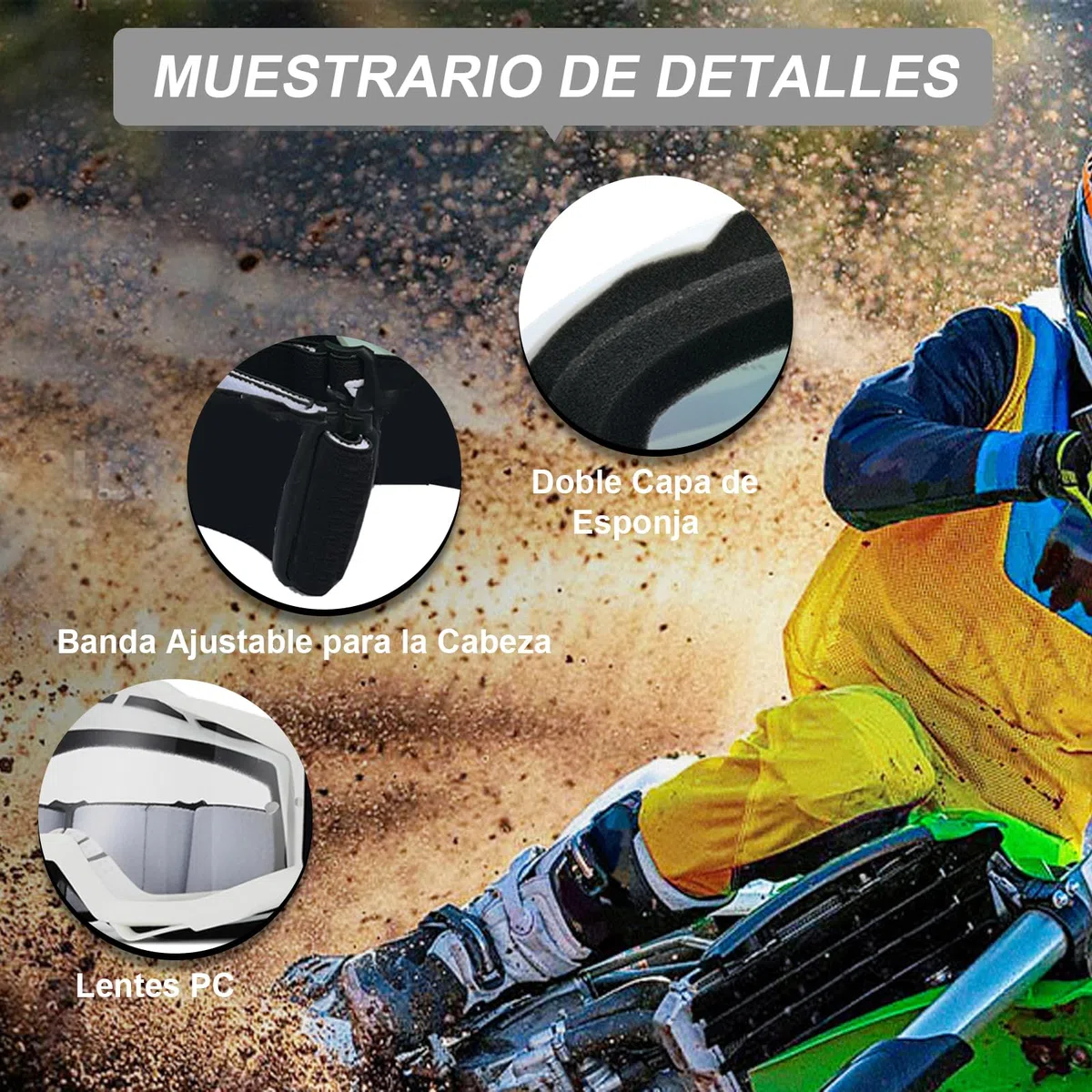 Gafas Motocross,Gafas Moto con Almohadilla de Esponja de Doble Capa y Lentes con Protección UV,Para Ciclismo,Esquí,Escalada