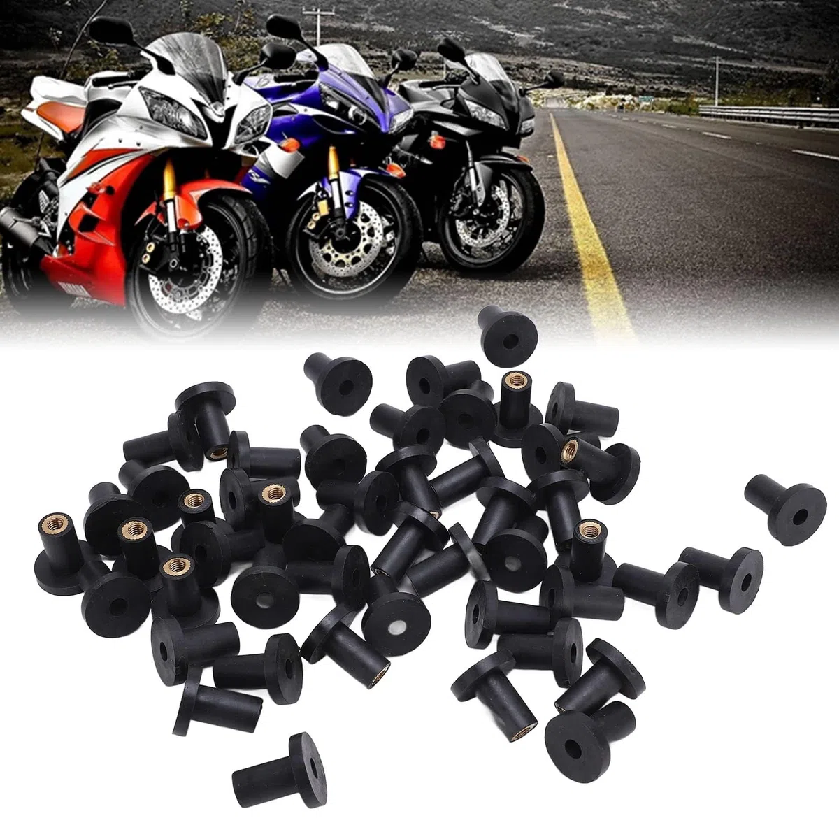 50 Uds M5 Tuercas De Pozo Sujetadores De Carenado Parabrisas Accesorios De Motocicleta Tornillos Tuercas De Parabrisas Tuerca De Goma para Motocicleta Universal