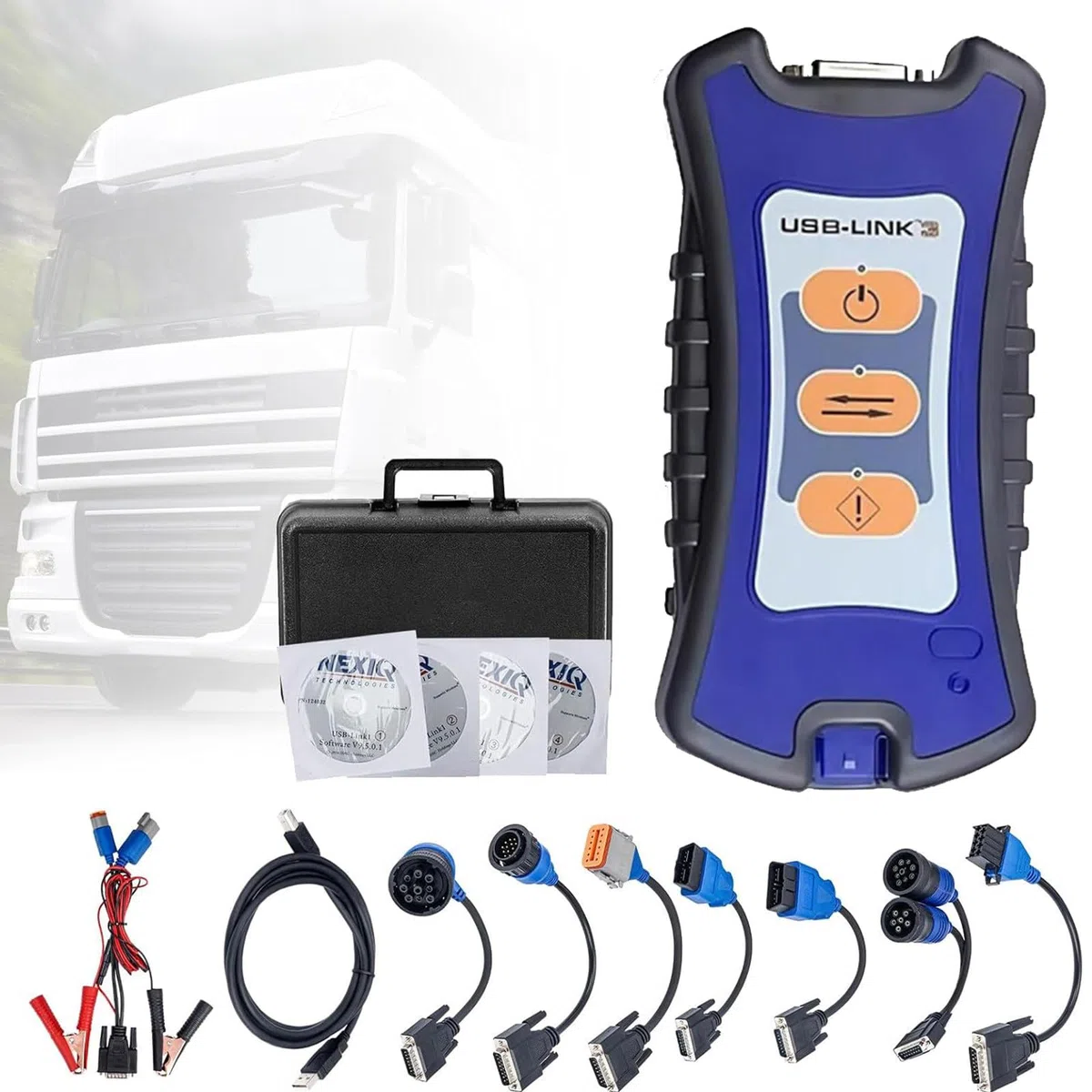 Nexiq USB-Link 3 (edición con Cable) - Equipo diagnóstico Todo Tipo vehículos, escáner Servicio Pesado Motores diésel, Camiones universales y excavadoras, rápido a los Datos vehículo.
