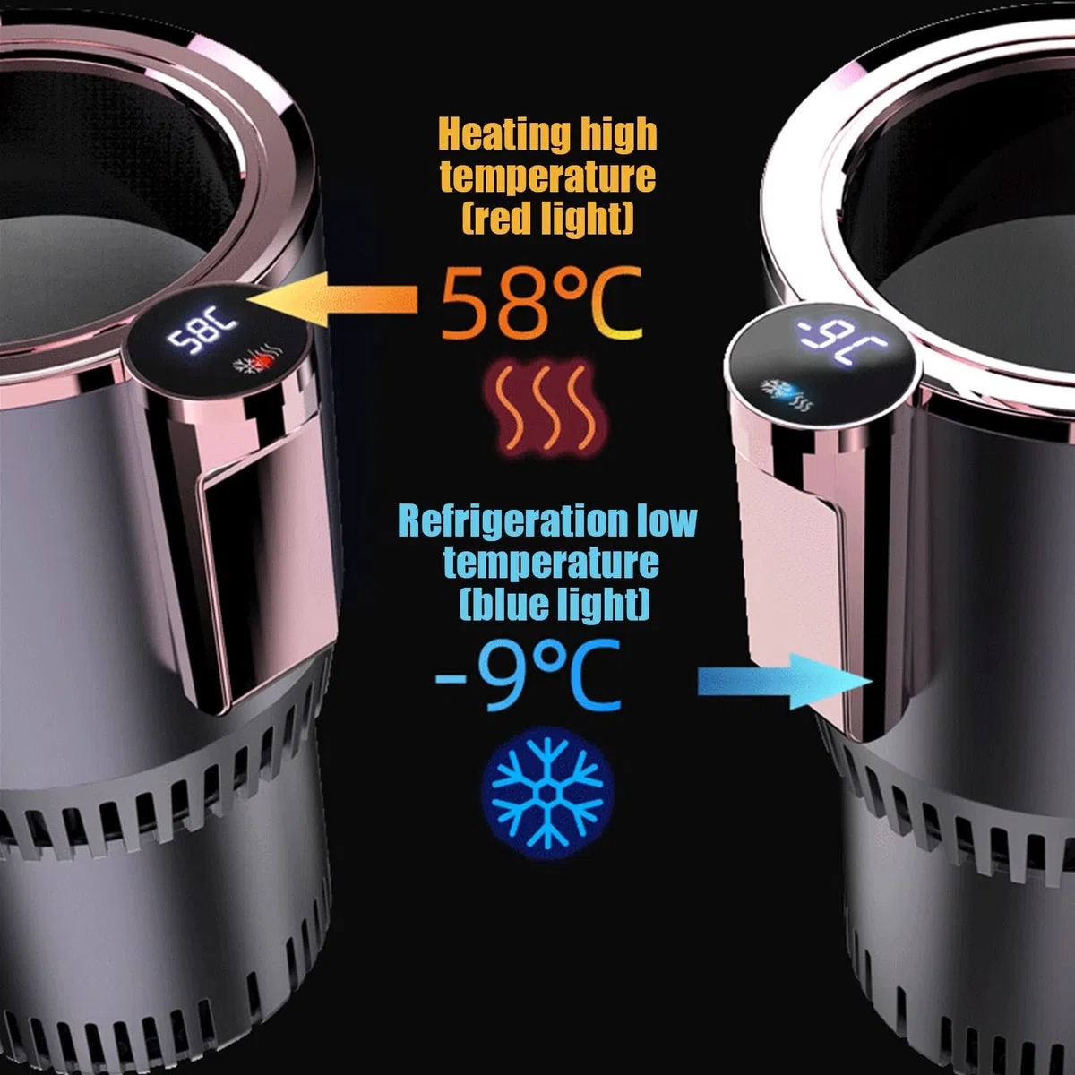 Calentador de agua para coche, calentador de café y enfriador de agua 2 en 1, soporte antideslizante para bebidas para coche, soporte para bebidas de coche con pantalla LCD, expansor de taza de coche
