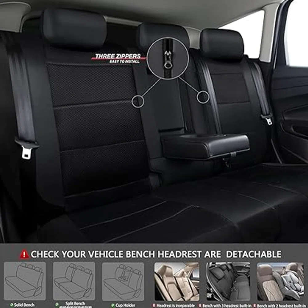 Fundas Asientos Coche para Peugeot 308 SW P5 T9 2014-2025, 9 Piezas Juegos de Cubreasientos Protector Transpirable Accesorios,Black1