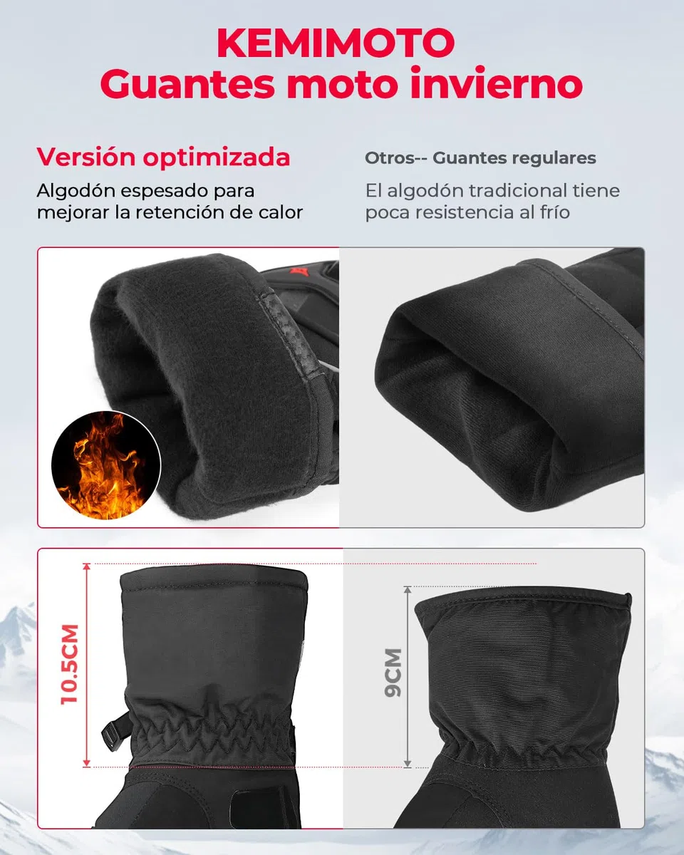 KEMIMOTO Guantes Moto Invierno, Impermeable de Manera Eficiente Guantes Moto Hombre Homologados Protección Multicapa Conserva Calor Pantalla Táctil, Deportes al Aire Libre Esquí Motociclismo
