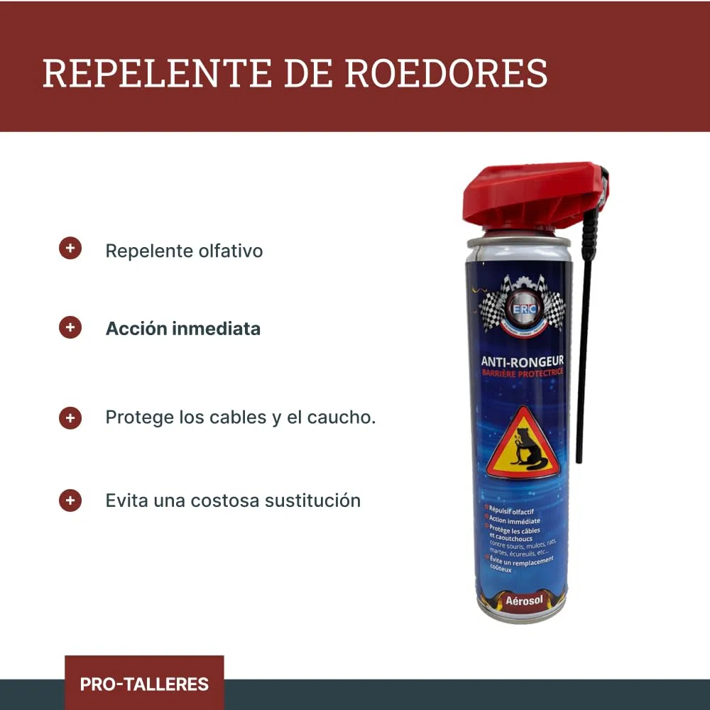 ERC – [Anti-roedor repelente] | Repelente Olfativo | Acción Inmediata | Protege los cables y cauchos | Evita un reemplazo costoso | Aerosol 300ML