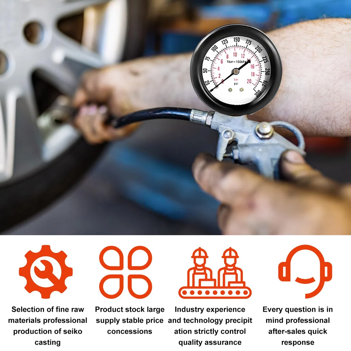 Compresión Kit de Compresión para Coche: Manómetro Juego de herramientas con 4 adaptadores y maletín, medidor de compresión de motor de gasolina 0-20 bar o 0-300 psi, comprobador de compresión para