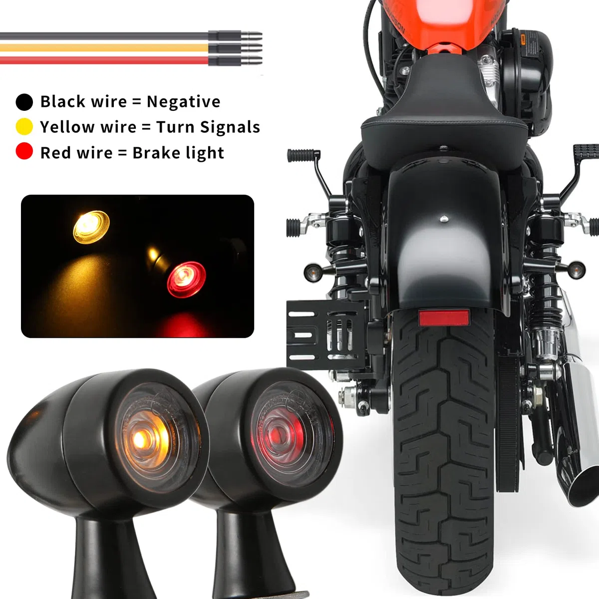 DREAMIZER Intermitentes Moto LED, 12V 2PCS Indicadores de motocicleta Mini luces de señal de giro E-marked Universal para Scooter Quad Cruiser Off Road Cafe Racer.
