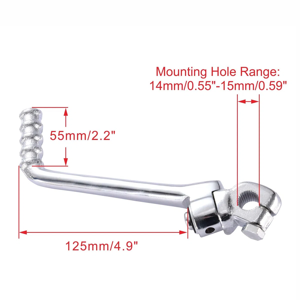 WOOSTAR Palanca de Pedal Moto 15mm Ajustable Reemplazo para 50cc 70cc 90cc 110cc 125cc 150cc Pit Bike Dirt Bike Plata