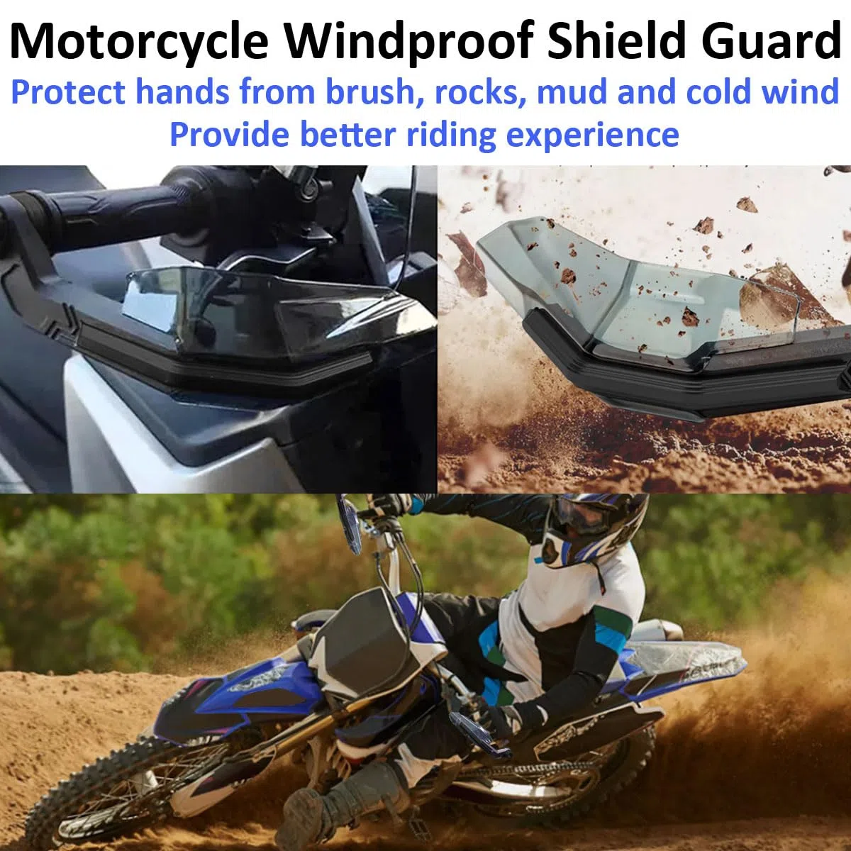 Guardamanos para Moto 7/8" Protector de Manos para Motocicleta con Escudo A Prueba de Viento Protector de Manillar Deflector Viento Protector Freno Manillar Moto Negro