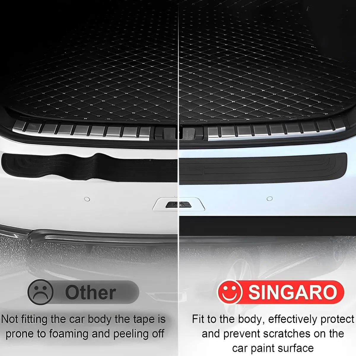 Protector Parachoques Coche, Protector Maletero Coche, 104*9cm, Unión De Pegamento Negro Completo, Silicona Súper Resistente, Barra Antideslizante Del Pedal De La Maleta Trasera Del Automóvil