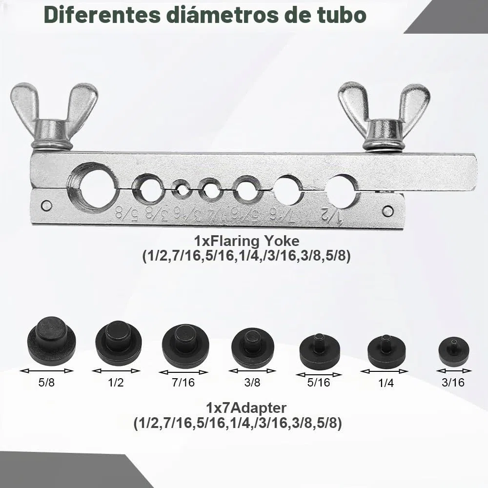Kit de Abocardador Aire Acondicionado con Cortatubos Cobre, 5-16 mm Herramientas Aire Acondicionado, Kit de Expansor de Tubos Cobre, Expandidor de Tubos para Línea de Freno Doble y Simple