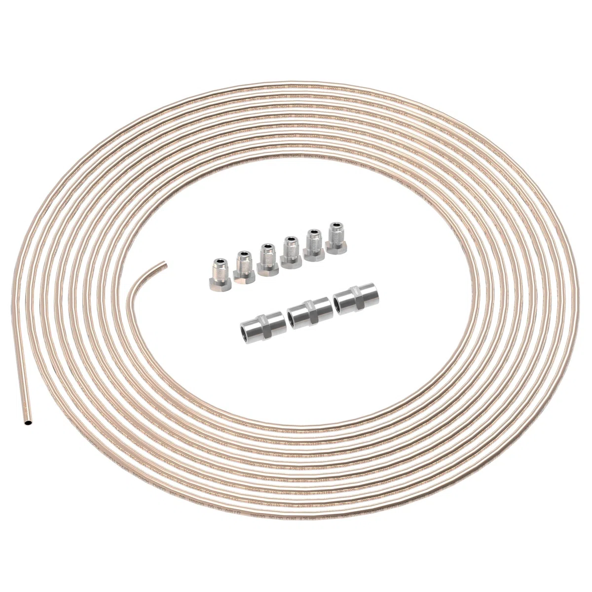 AUPROTEC 2m Tubo de Freno Ø 4,75 mm Cobre-Níquel Kit + 6 uniones roscadas + 3 Conectores M10 x 1 DIN 74 234 Juego de Tubos de Cuproníquel y Accesorios de Frenos para DIN Flare F