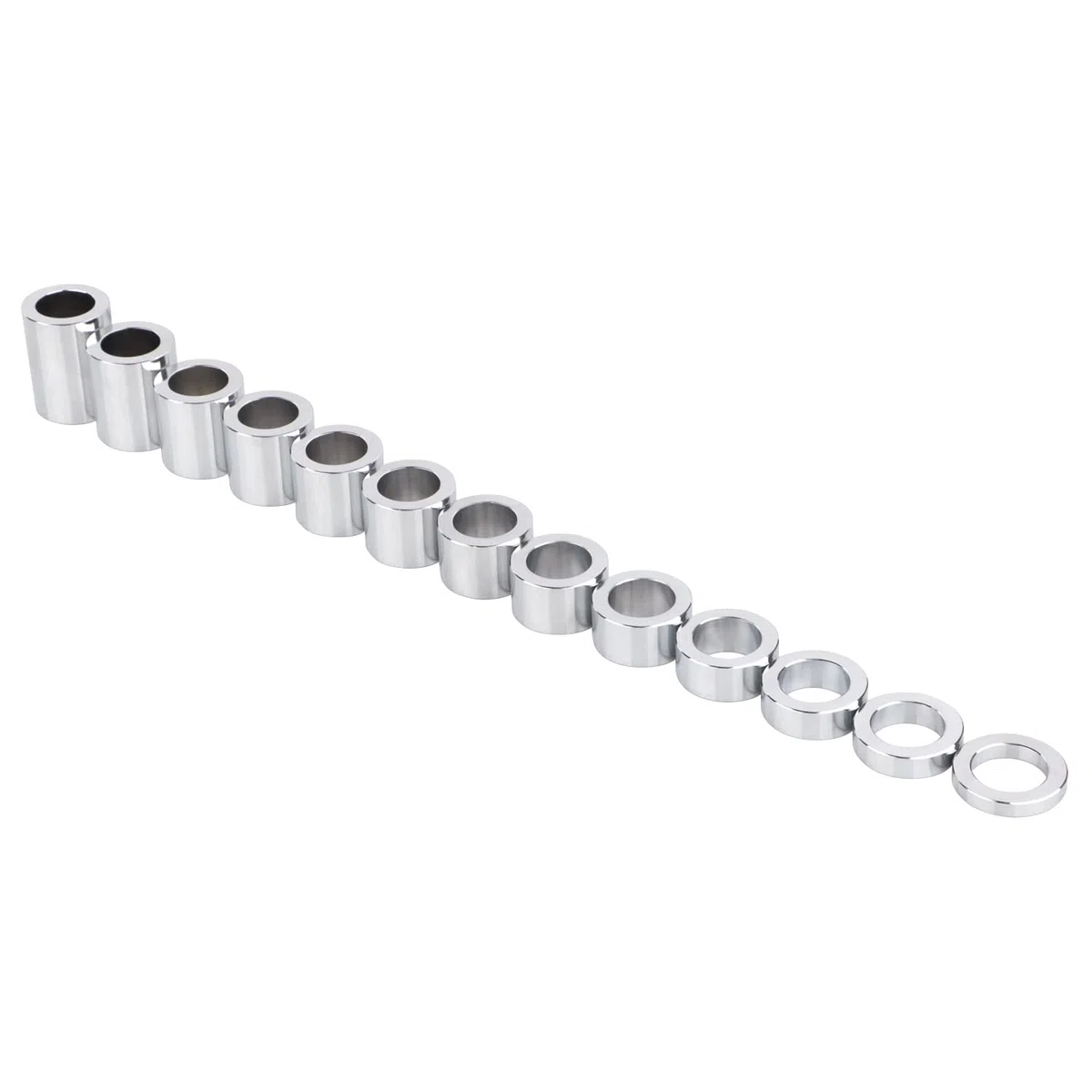 Juego de espaciadores de eje de rueda D.I. 1" (1,00) - DE 1-1/2" (1,50) - 13 espaciadores para Harley Softail Dyna Electra Glide Custom Bobbers y Choppers