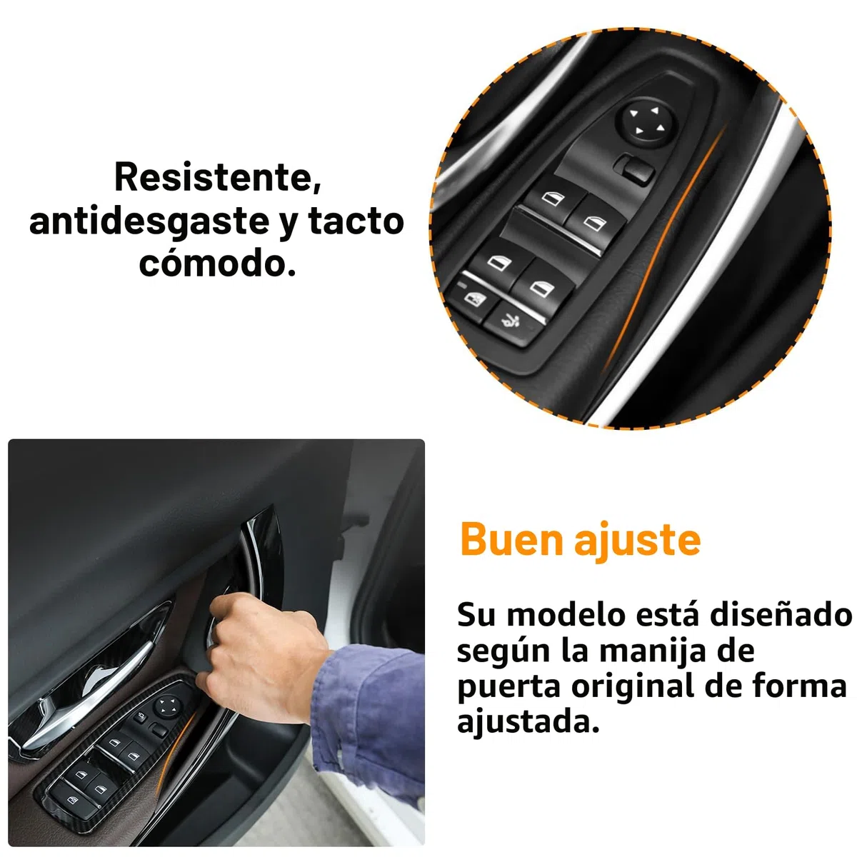 TTCR-II 2PCS Compatible con Tirador de Puerta BMW Serie 3 Serie 4 F30/F31/F34/F80 320i,328i,330i,335i & F32/F33/F36 428i,435i，Manijas Interiores Para Coche,Cubiertas para tiradores de puerta -（Negro）