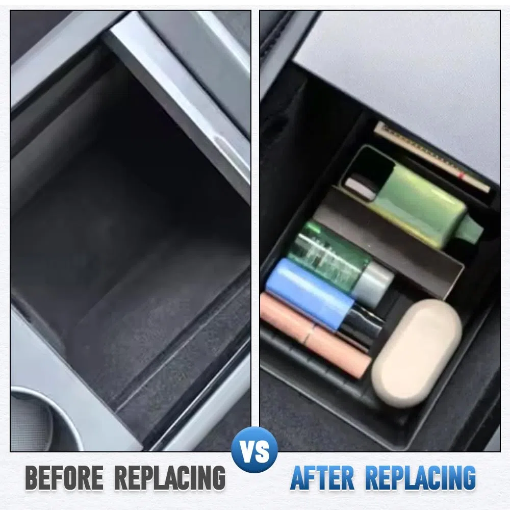 Riloer Tesla Model Y Accessories - Caja de almacenamiento para consola central de coche, bandeja organizadora interior compatible con Tesla Model Y Juniper 2025-2026