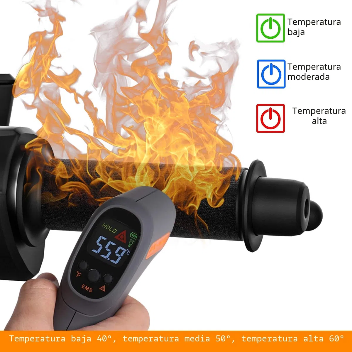 Puños calefactables para motocicleta y bicicleta Overgrips - Empuñadura con control de temperatura inteligente de tres niveles 12V, universal, 1 par