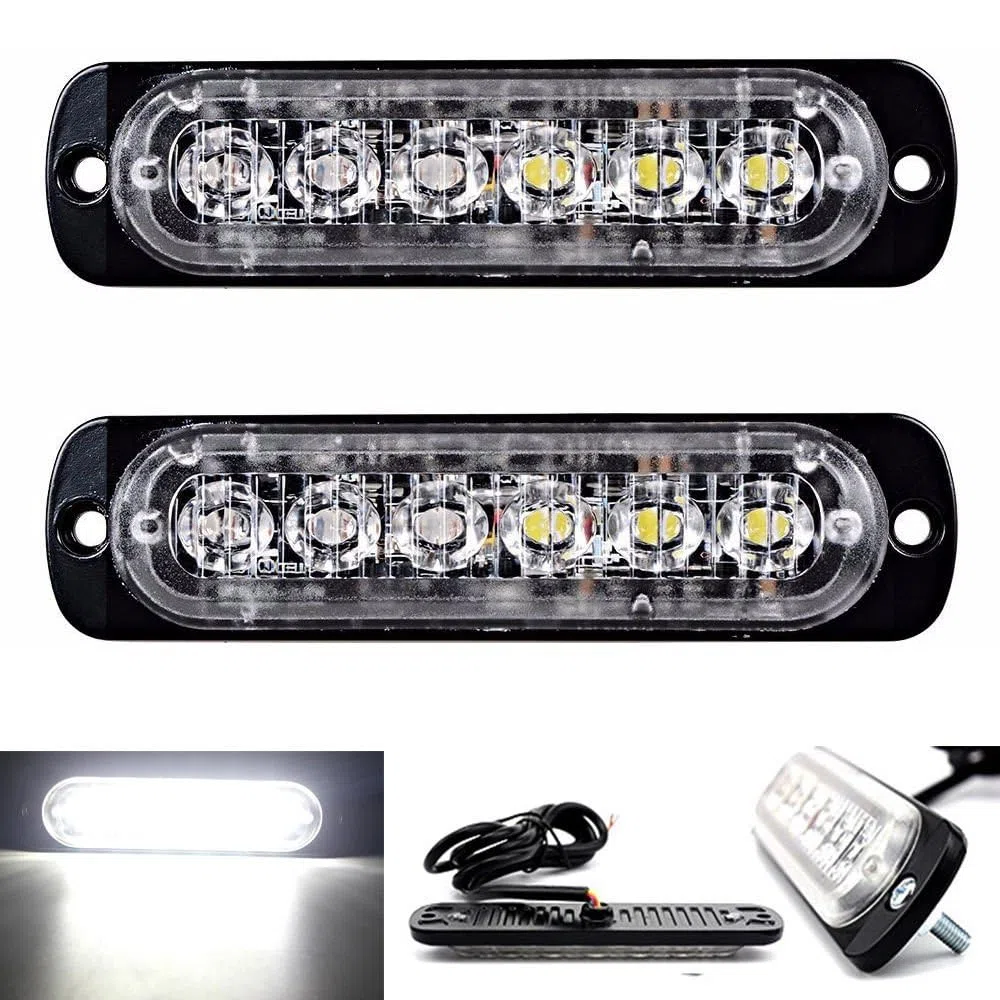 Ricoy - Barra ultrafina de luz de emergencia con 6 LED amarillas. 12-24 V. Para coche, barco, remolque, caravana