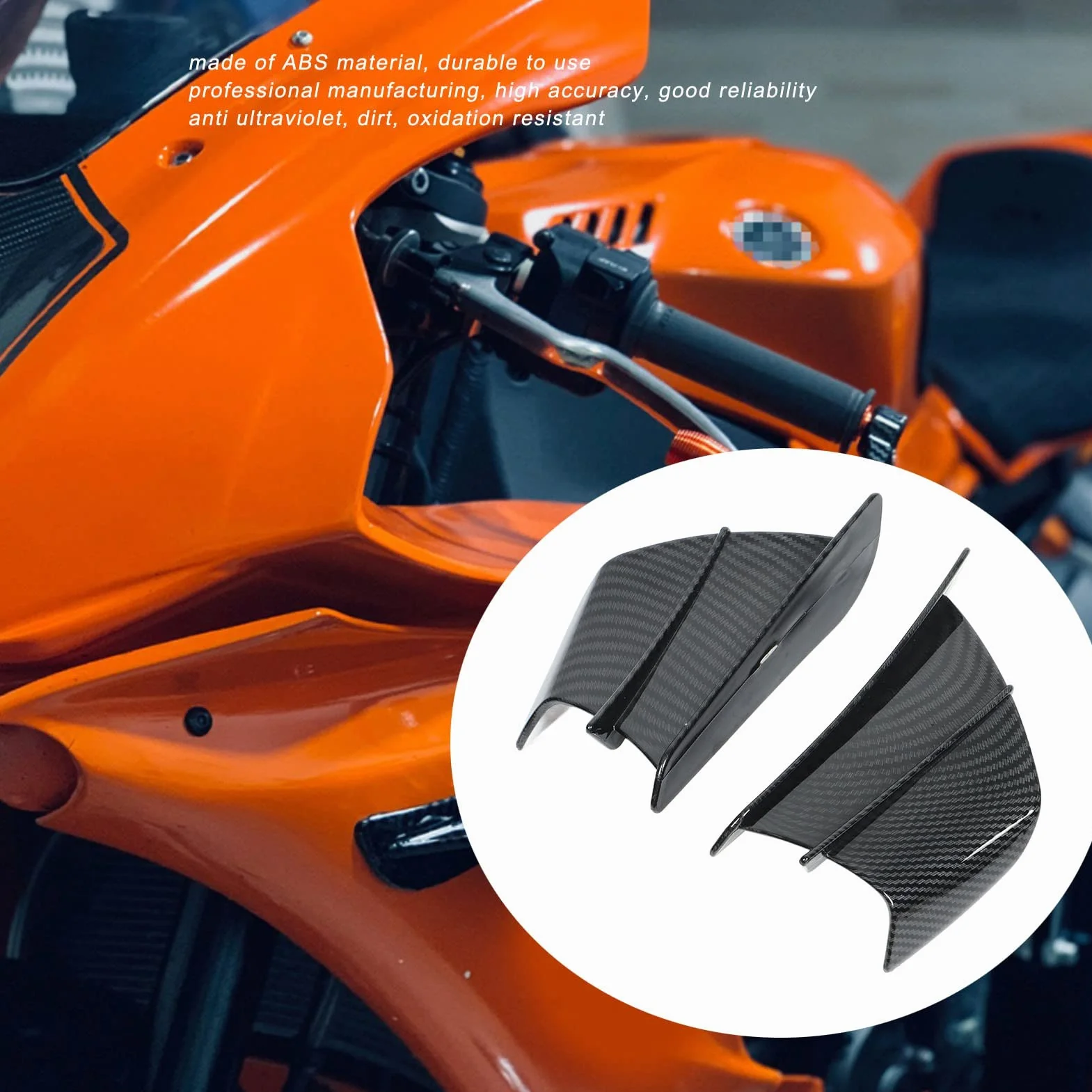 Aramox 1 par de Alas de Viento Universales para Motocicleta, Carenados Laterales de Fibra de Carbono Brillante, Juego de Alas Aerodinámicas para Motocicleta