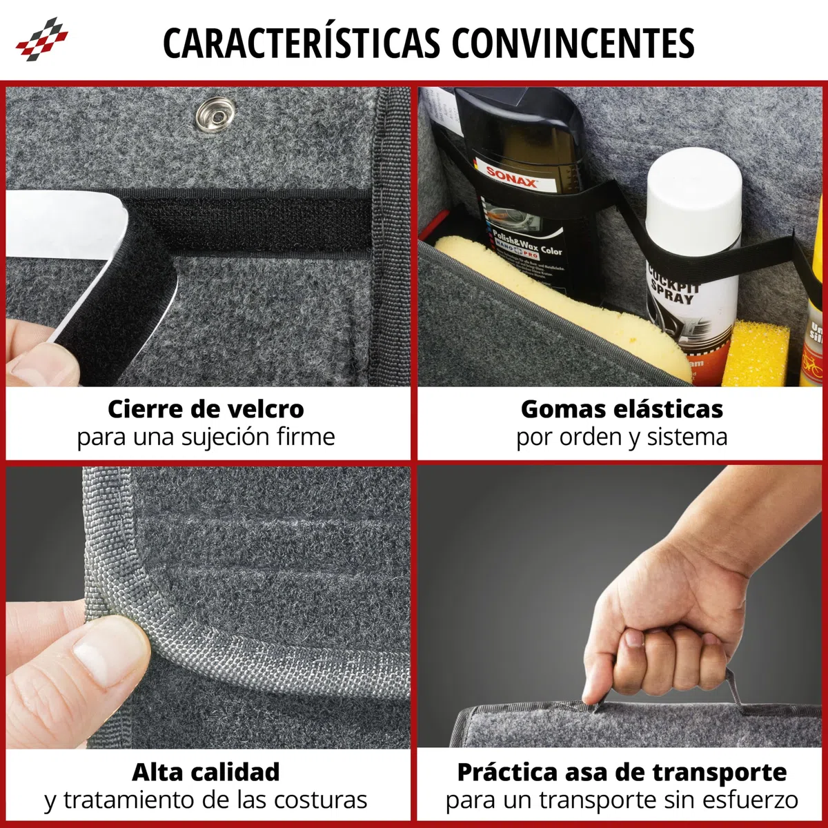 Walser Bolsa de Herramientas para el Maletero Toolbag tamaño XXL, Organizador de Fieltro para el Maletero, Bolsa para el Coche Ok Gris