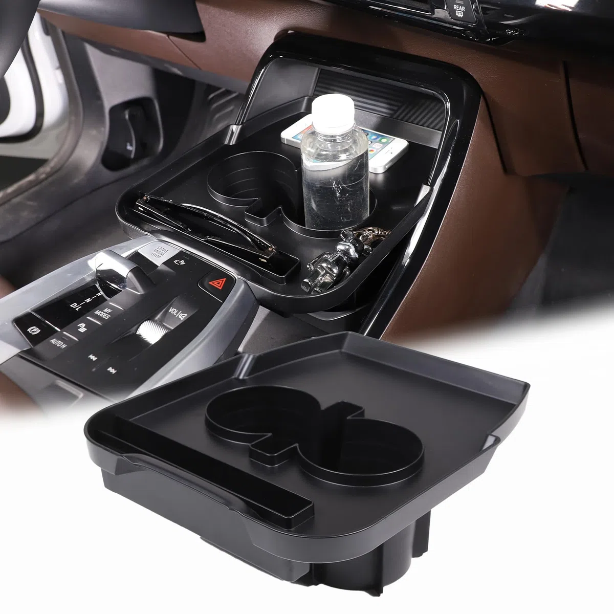 Compatible con B-M-W X1 U11 2023 2024, caja de almacenamiento para portavasos, soporte para bebidas de coche, consola central, soporte para tazas, caja de almacenamiento, bandeja organizadora,