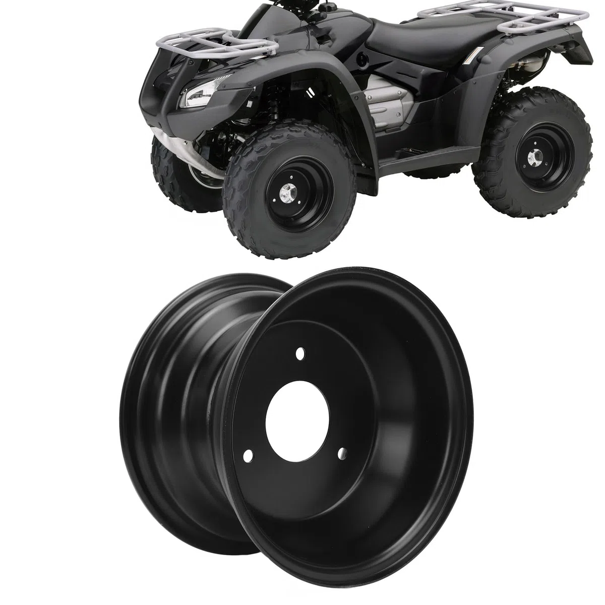 SIXRUN Llanta de Aleación de Aluminio 16X8.00-7, 7 Pulgadas, Negro, 3 Agujeros, Resistente para ATV, UTV, Karts