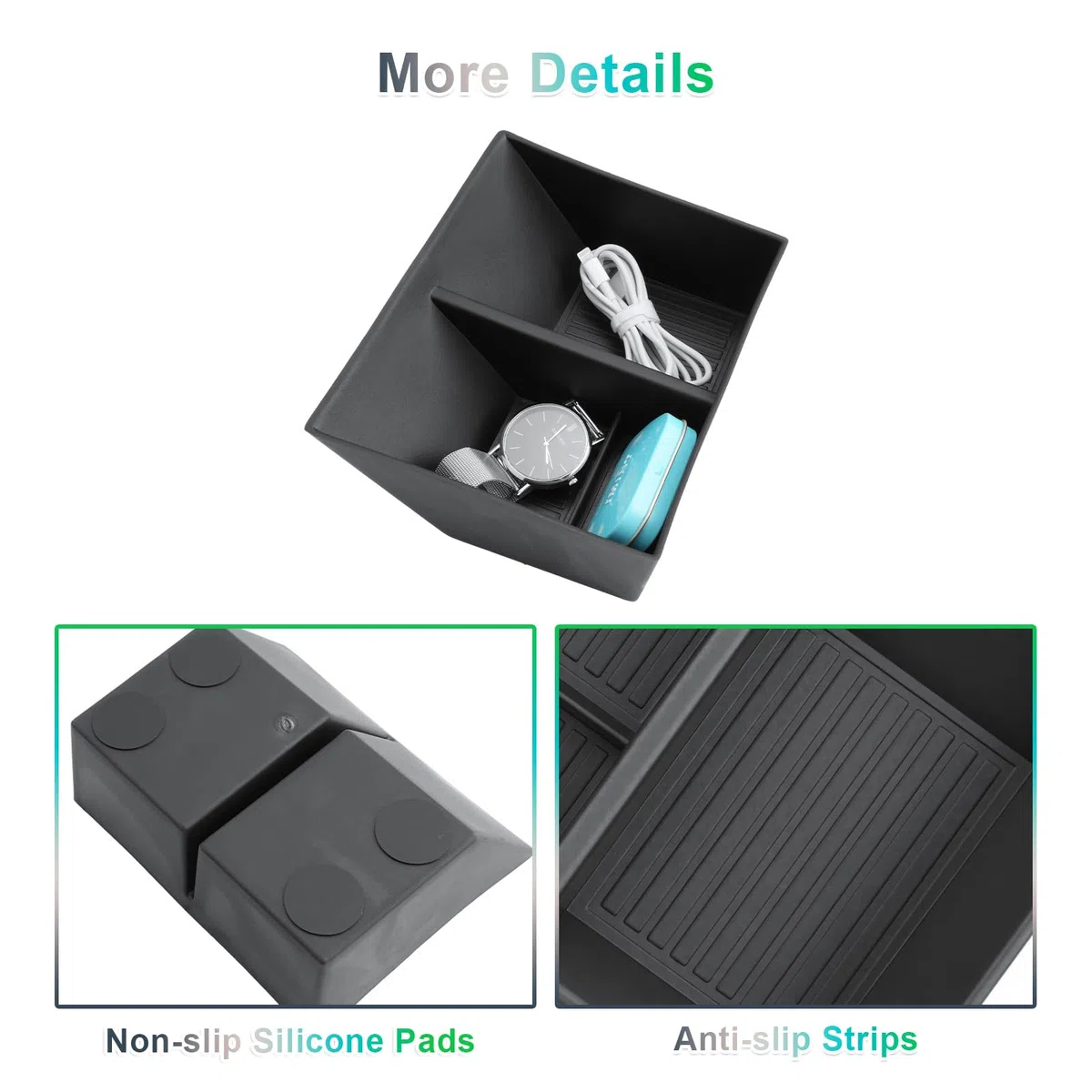 GAFAT Compatible con Volvo EX30 2026 2025 2024 caja de almacenamiento de la consola central, organizador de estantes inferiores para accesorios EX 30, hecho de goma TPE, antideslizante con 4